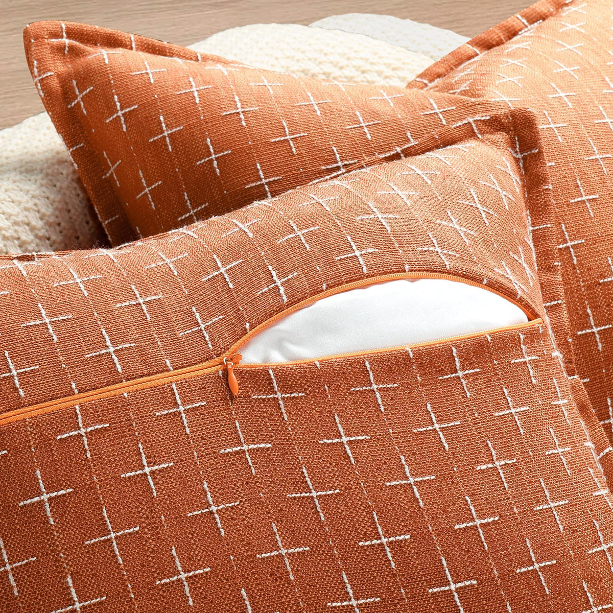 12x20 Pillow Covers Set of 2 Soft Polyester Textured Pillow Covers with Stylish Flange Edge Cozy Farmhouse Throw Pillows for Couch Bed Sofa Living Room (2 Count)