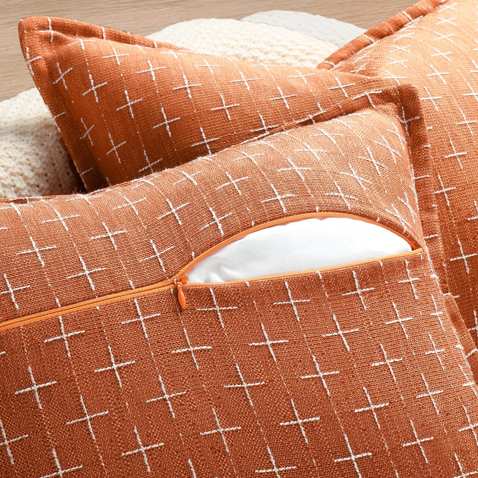 12x20 Pillow Covers Set of 2 Soft Polyester Textured Pillow Covers with Stylish Flange Edge Cozy Farmhouse Throw Pillows for Couch Bed Sofa Living Room (2 Count)