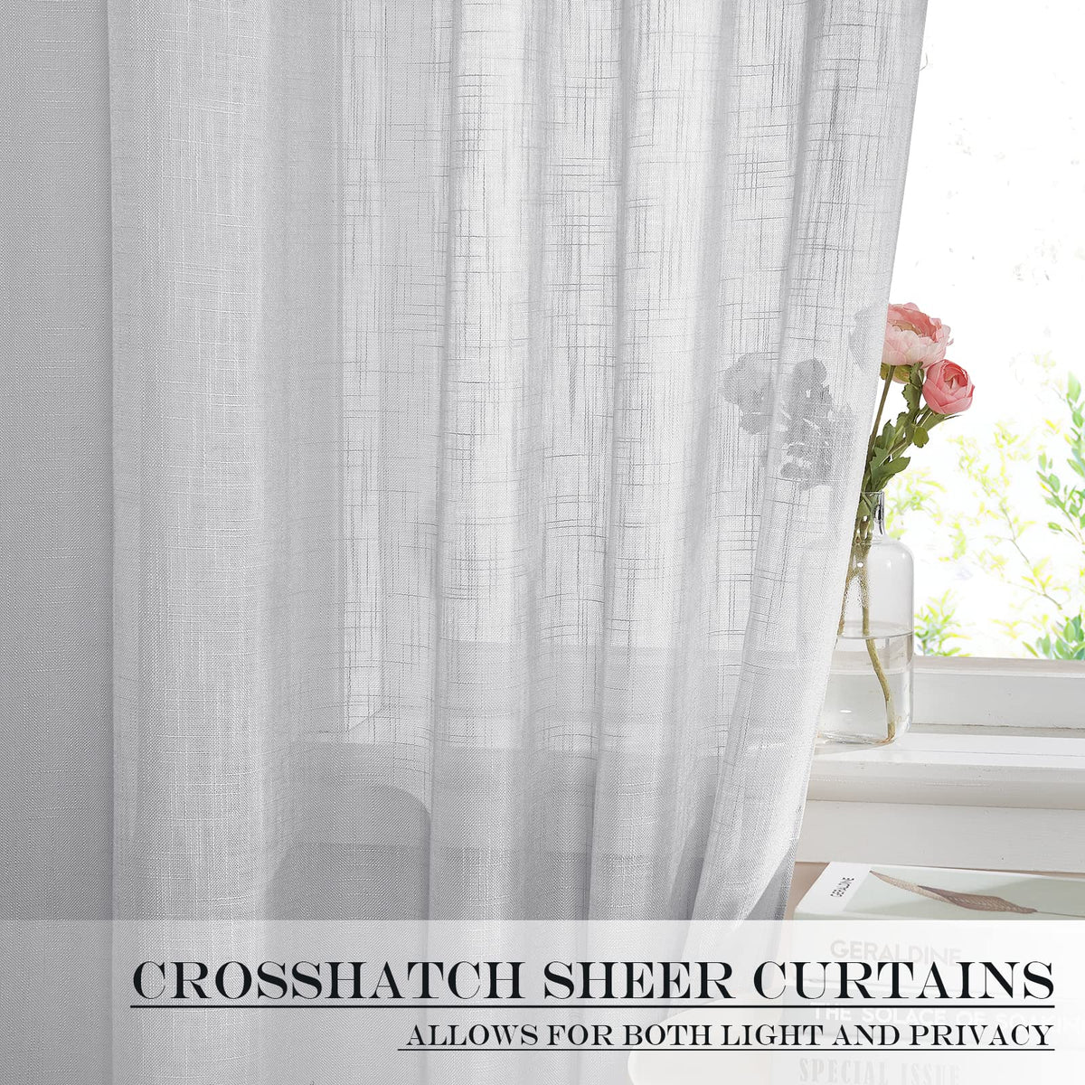 Light Grey Sheer Sidelight Curtain for Side Window Cover
