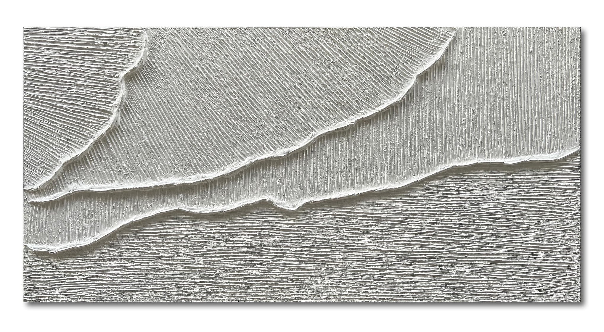 Thick Texture White Abstract Oil Painting Thick Texture Texture Beach Wave Landscape Painting Family Wall Art Deco Oil Painting 24X48 Inches