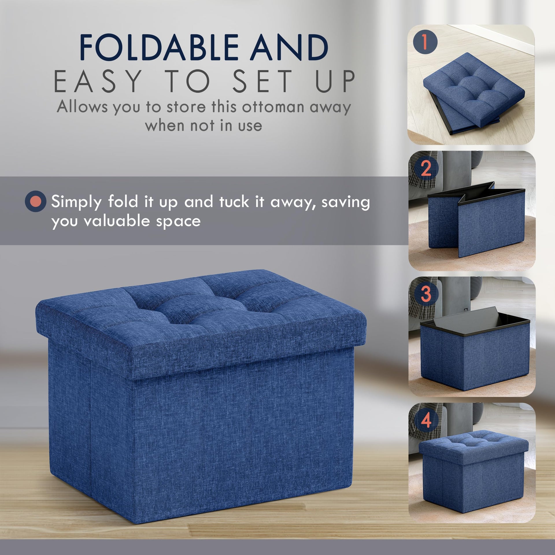 Small Rectangle Storage Ottoman Set of 2