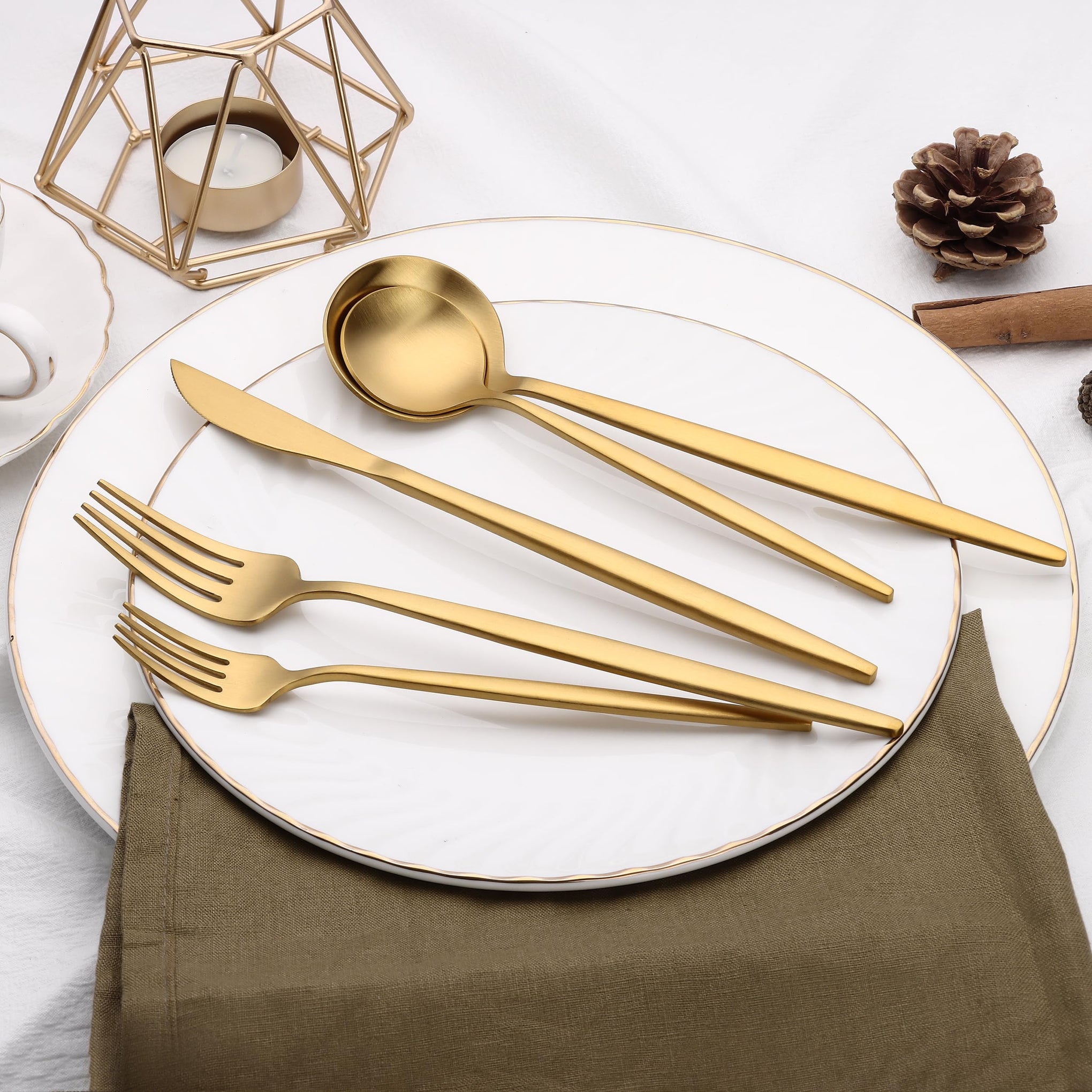 20 Piece Gold Silverware Set for 4