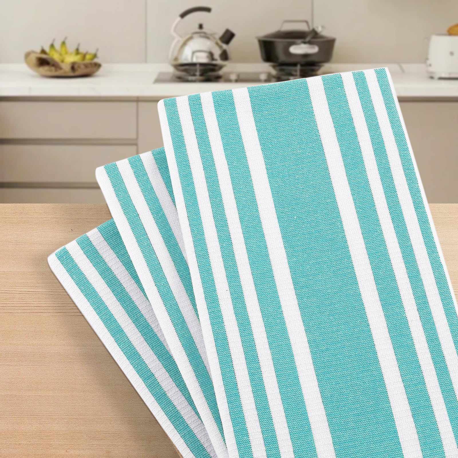 Premium Cotton Stripe Kitchen Towels 6 Pack (6 Count)