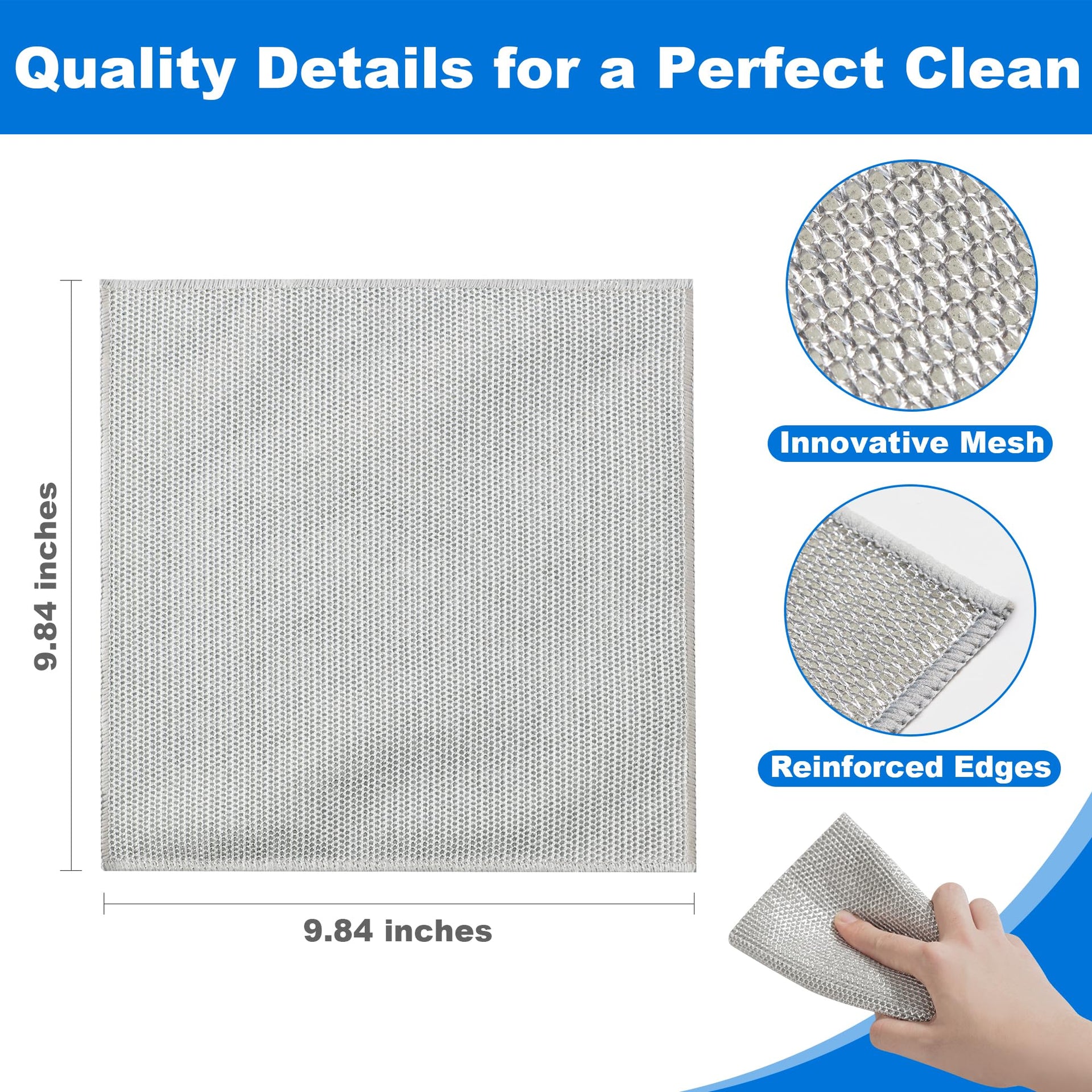 Dual Sided Silver Microfiber Cleaning Cloth (3 Count)