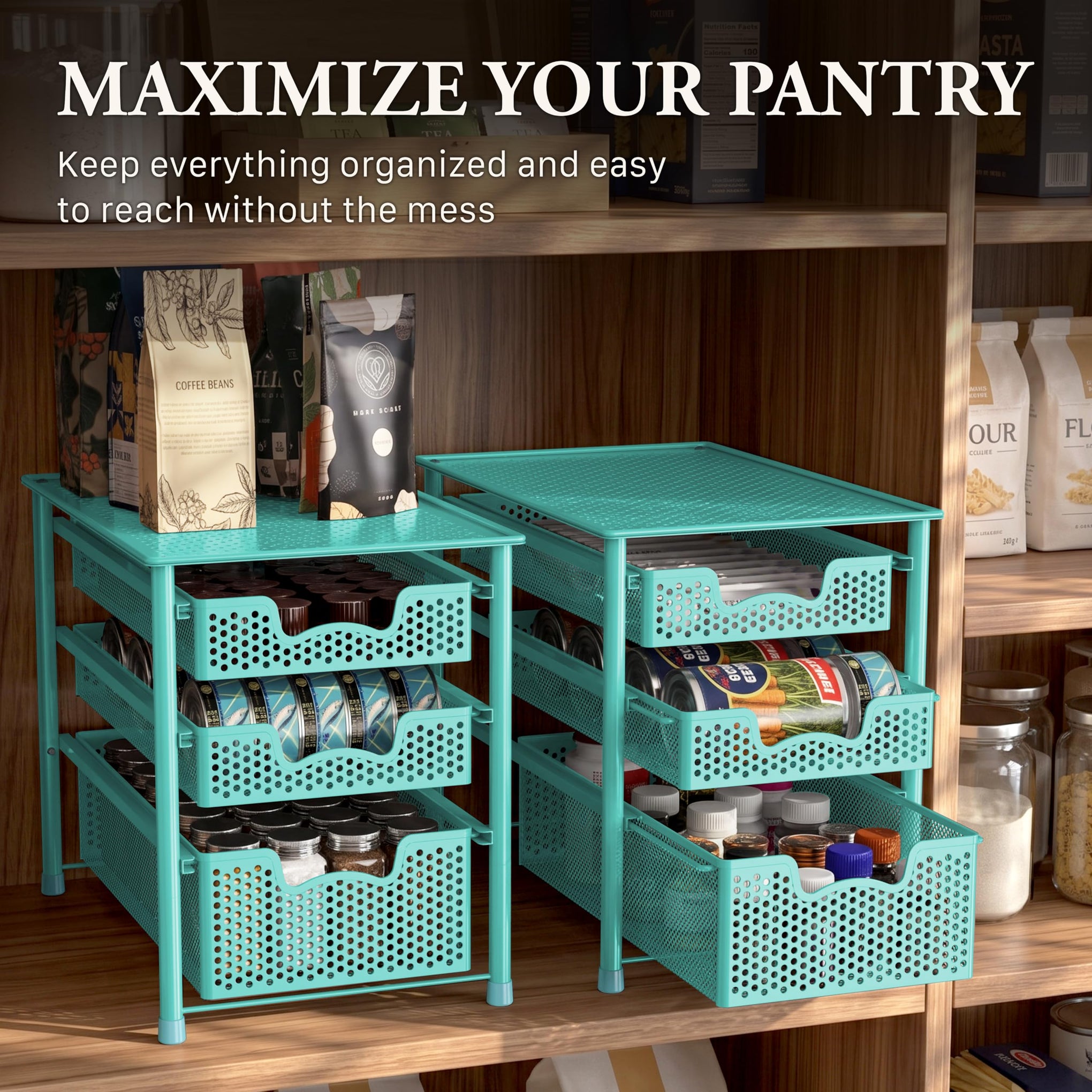 Stackable 3 Tier Slide Basket Organizer Drawer