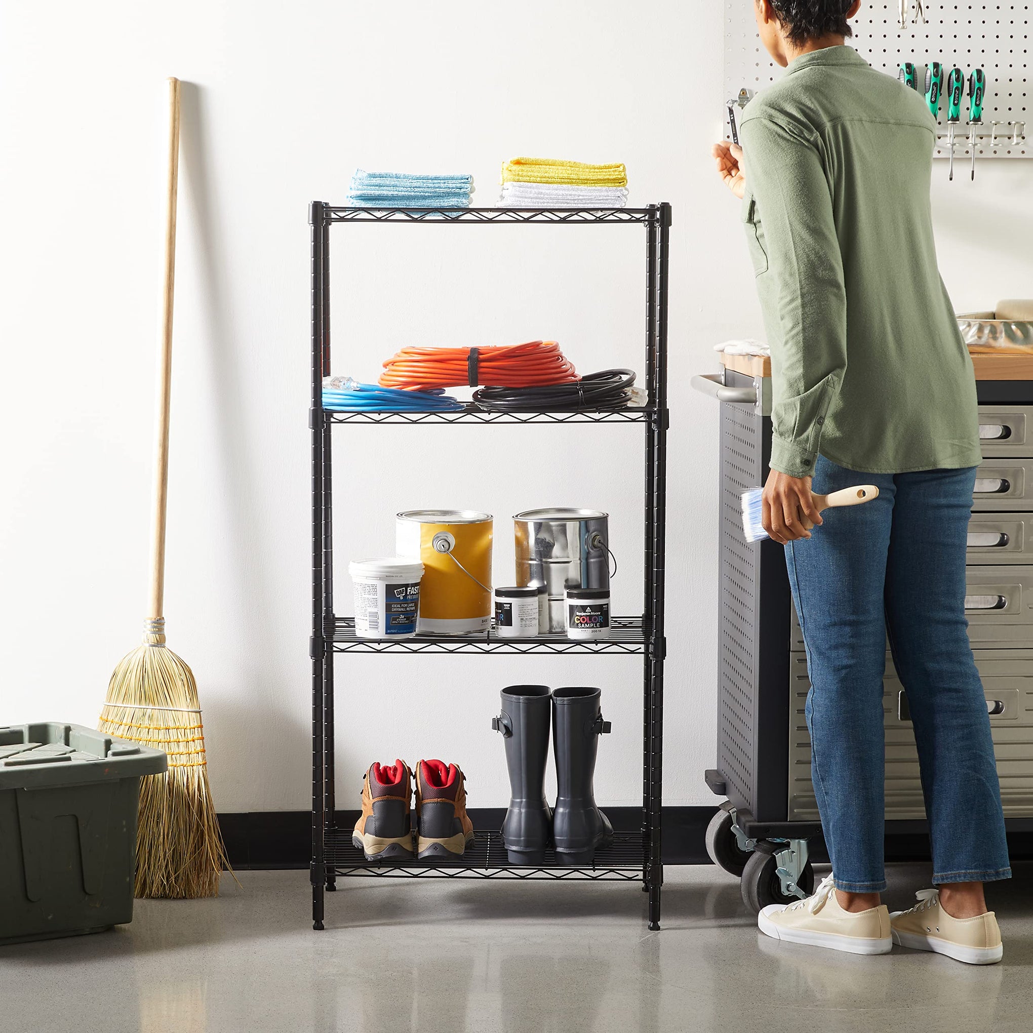 4 Shelf Steel Wire Storage Shelves for Garage