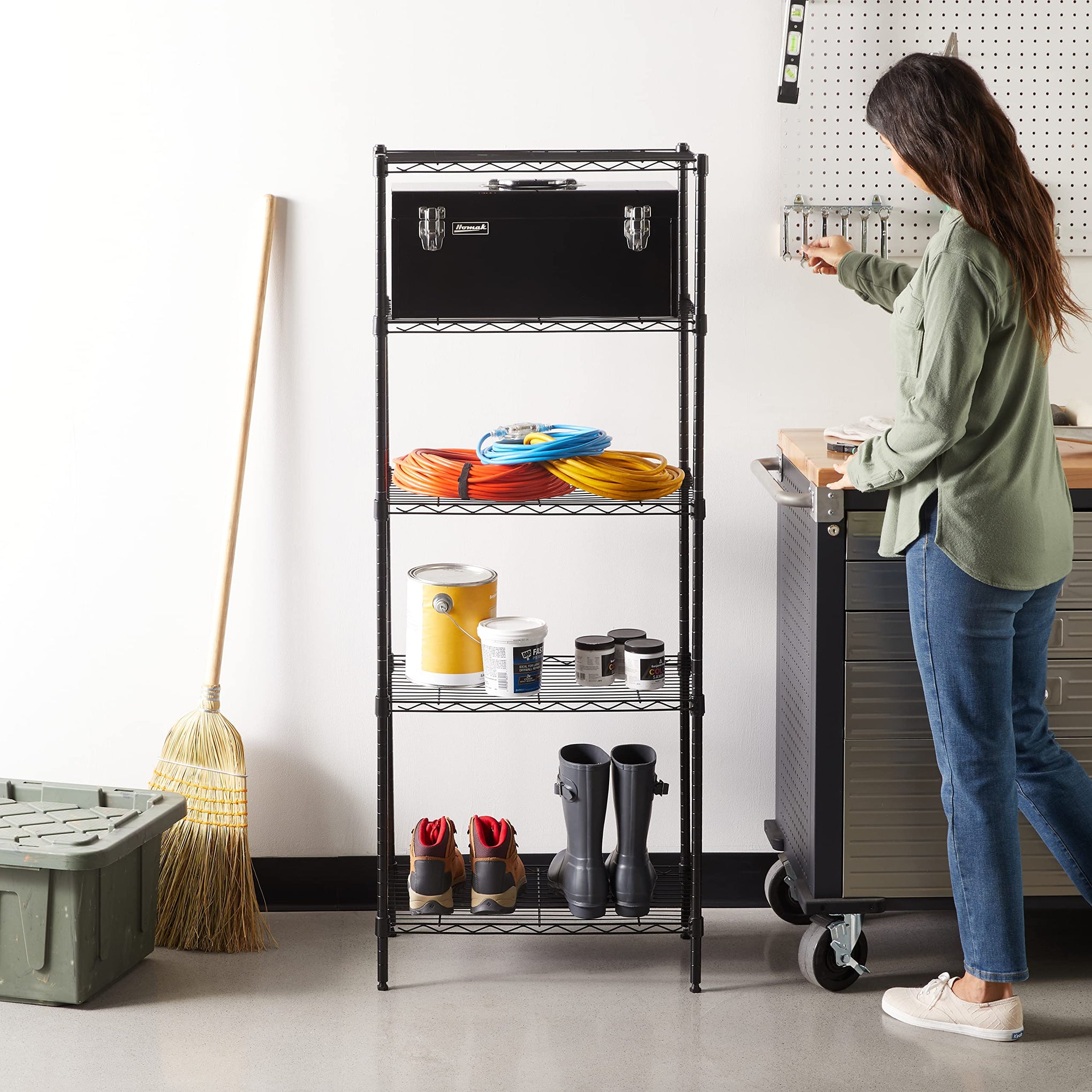 5 Shelf Multipurpose Adjustable Steel Garage Shelving Unit