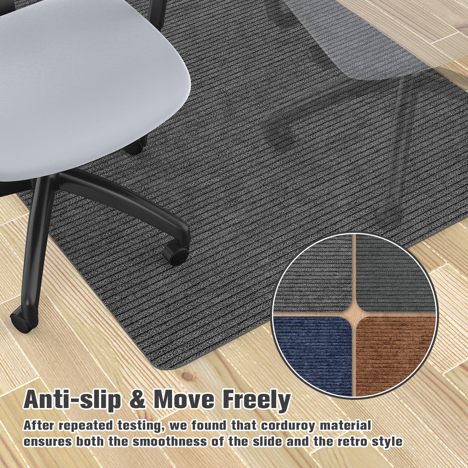 Desk Chair Mat for Hardwood Floor & Tile 55"x35" Office Chair Mat for Rolling Chairs Large Anti