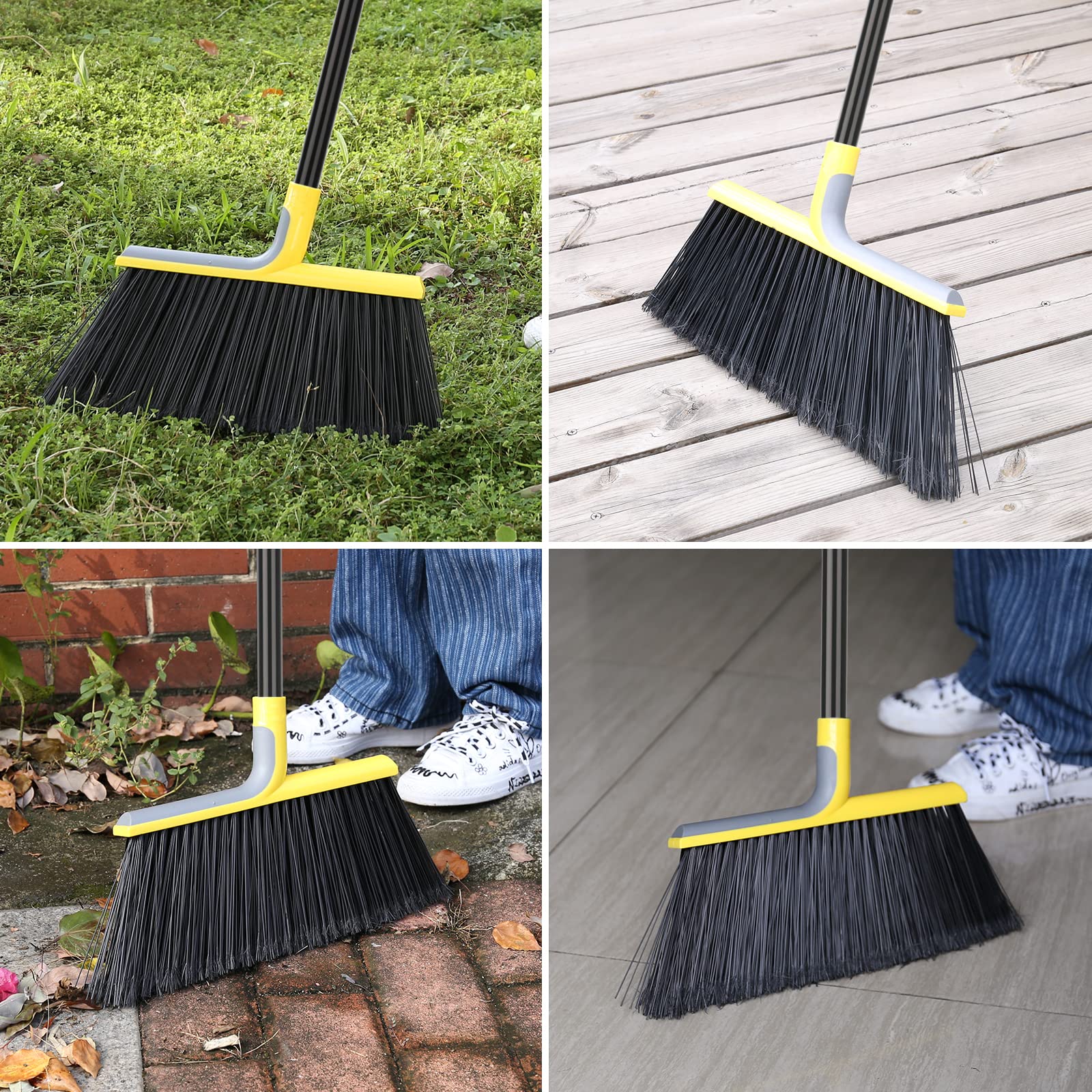 4 Packs Outdoor Broom for Floor Cleaning with 58" Long Handle