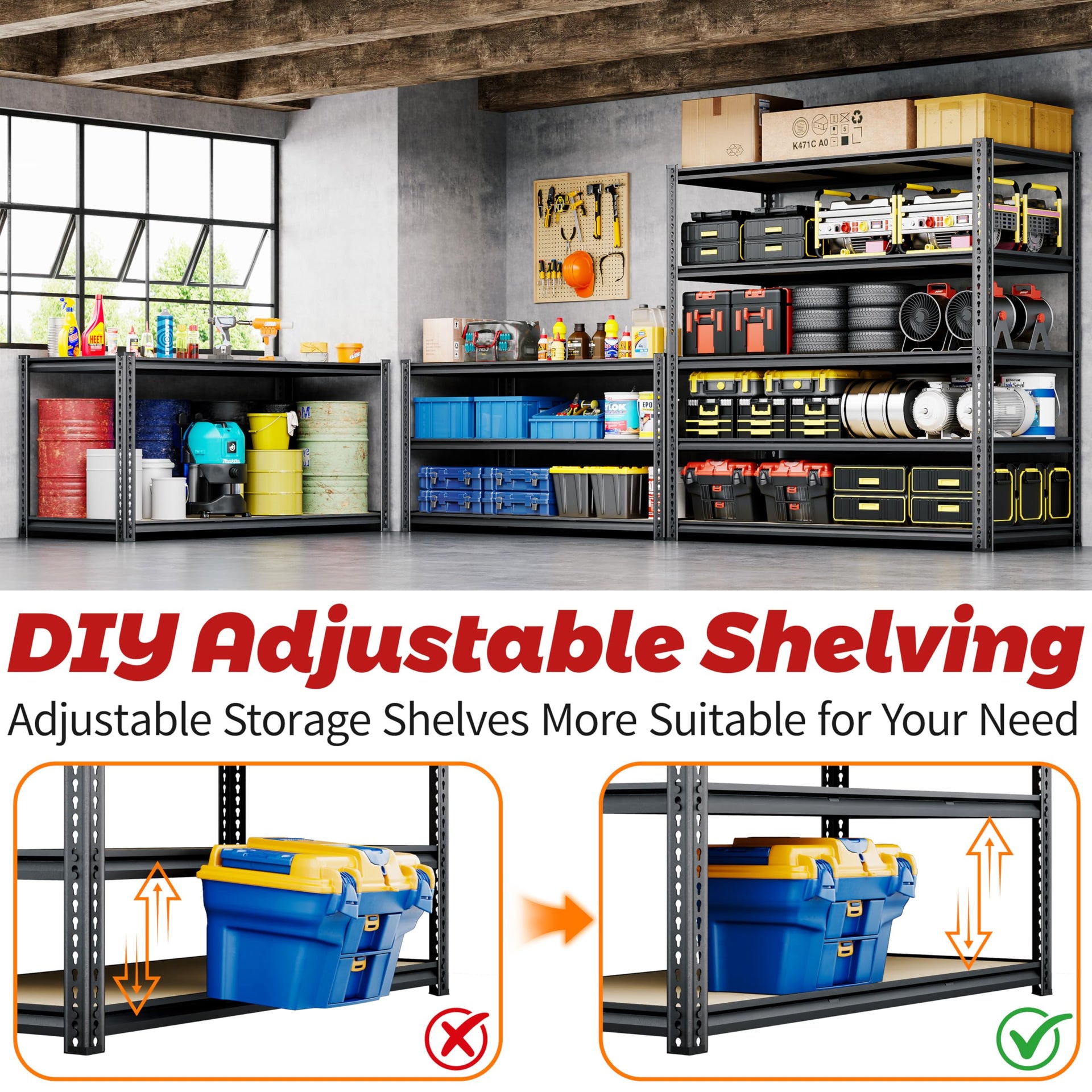 48"W Garage Shelving Heavy Duty (2 Count)