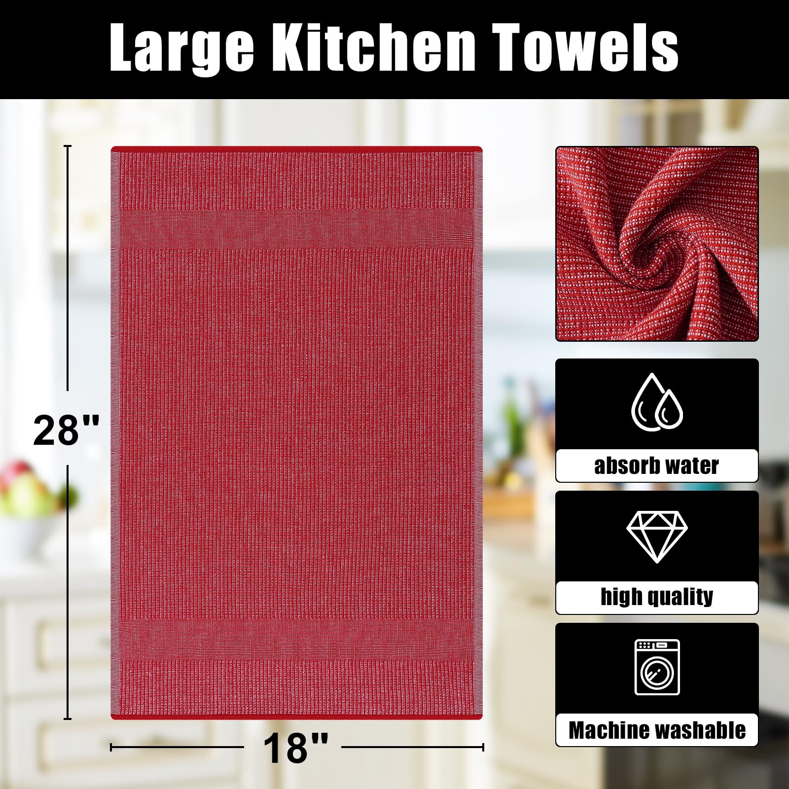 380 GSM Cotton Premium Kitchen Towels 6 Pack (6 Count)