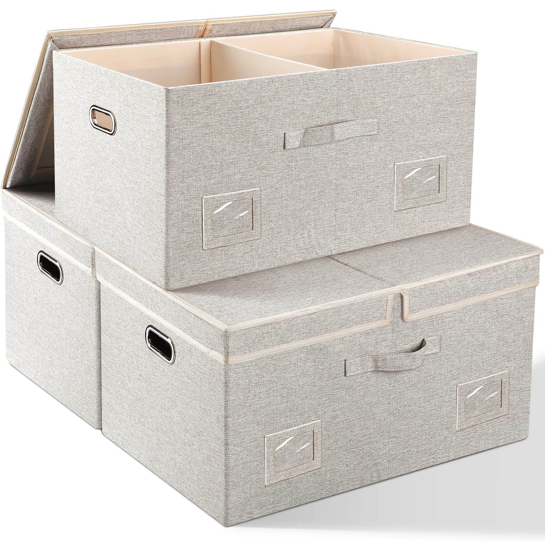 Storage Bins with Lids Fabric Closet Organizers Cubes Office Organization (3 Count)