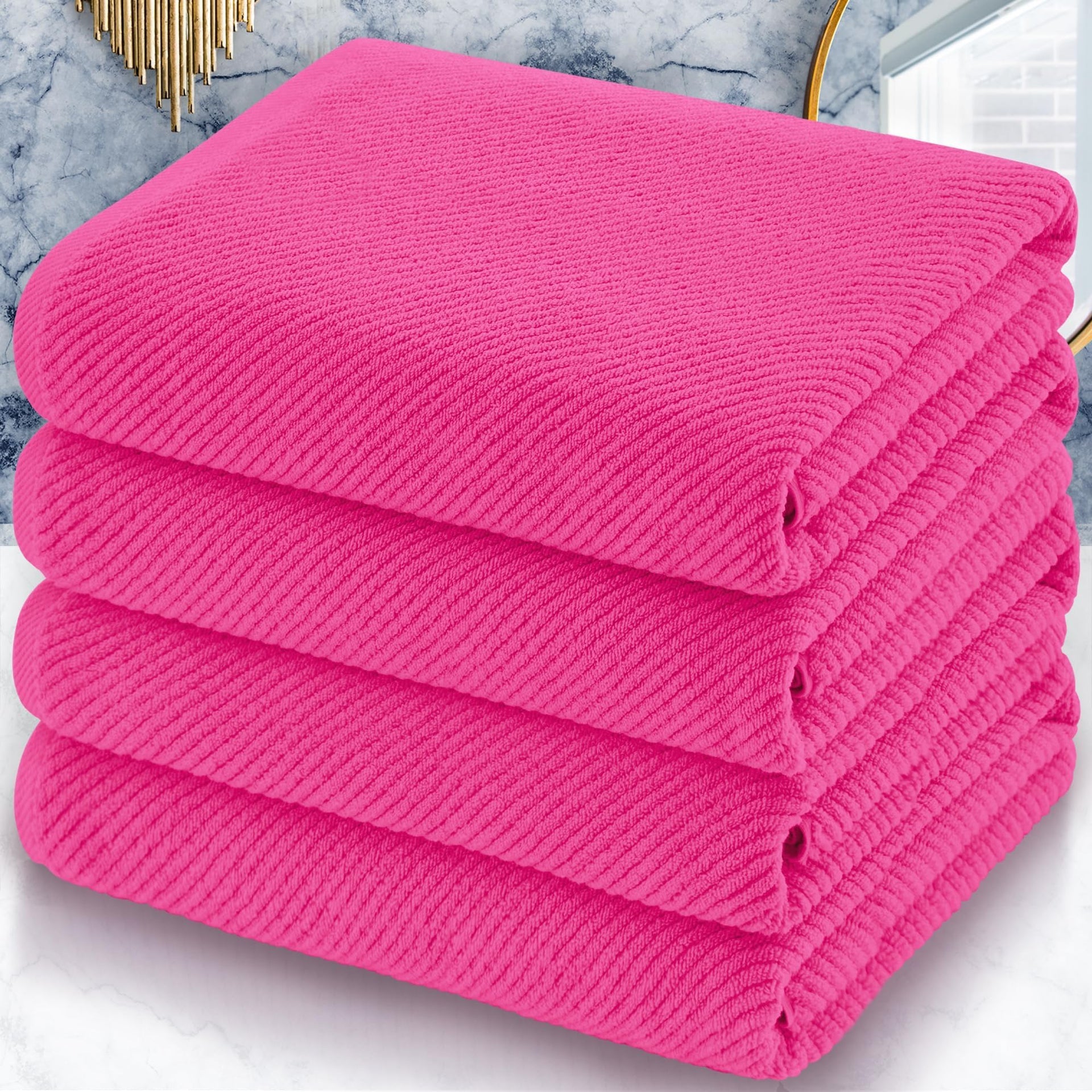 Hot Pink Bath Towels 4PC