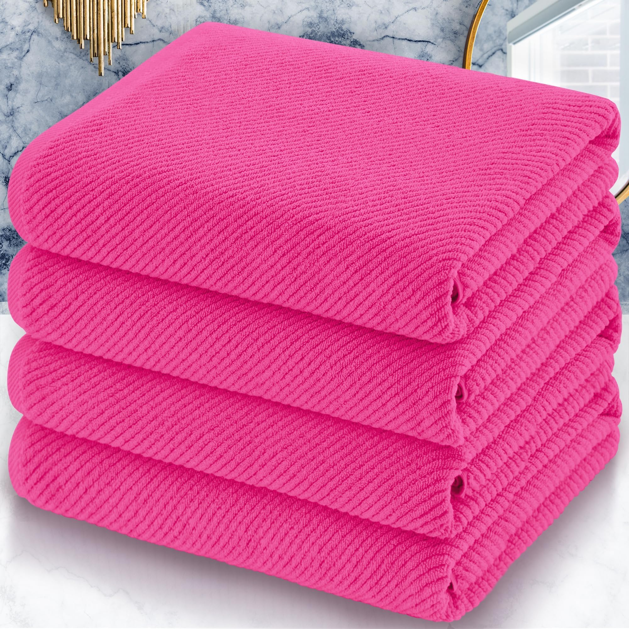 Hot Pink Bath Towels 4PC