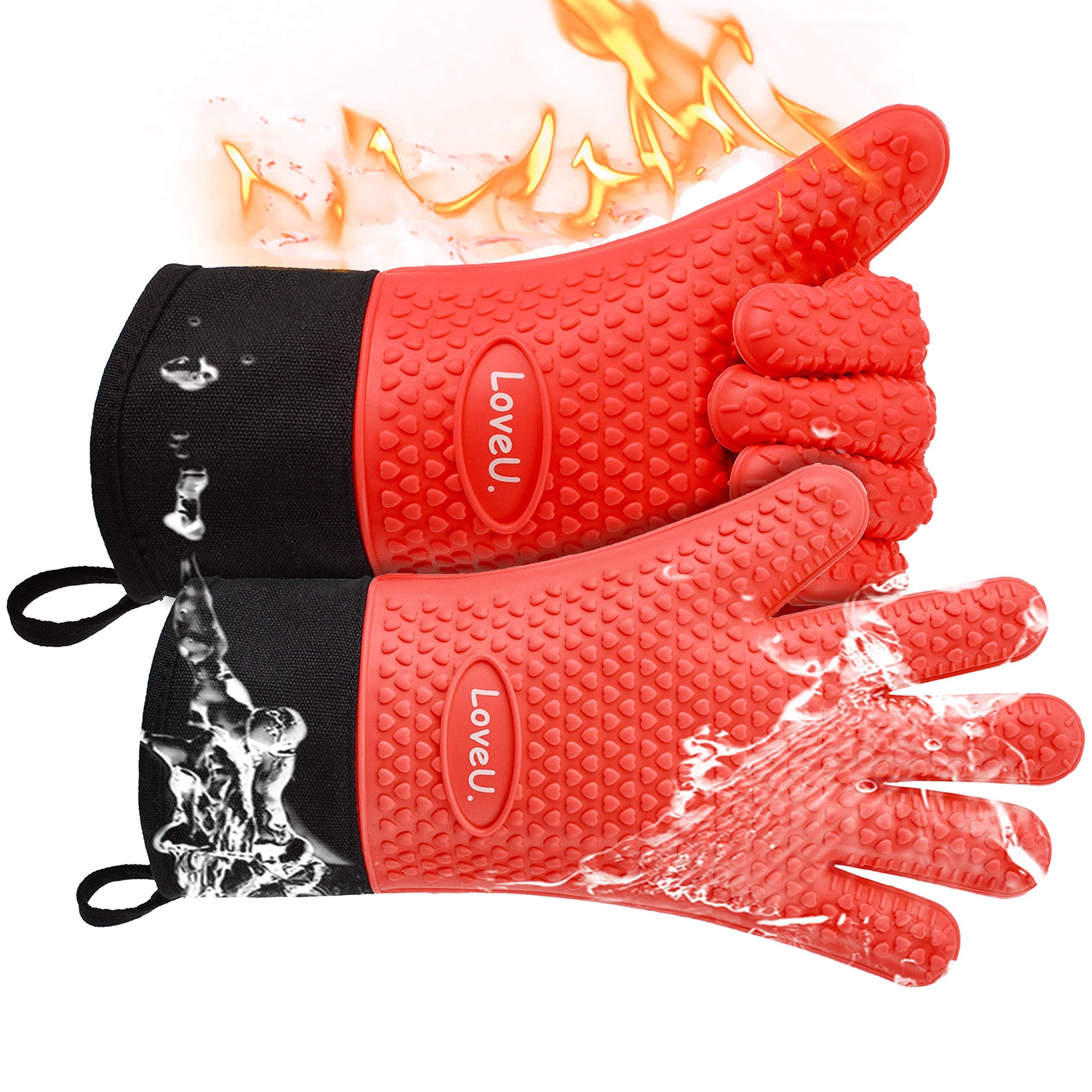 Silicone Oven Mitts Gloves (2 Count)