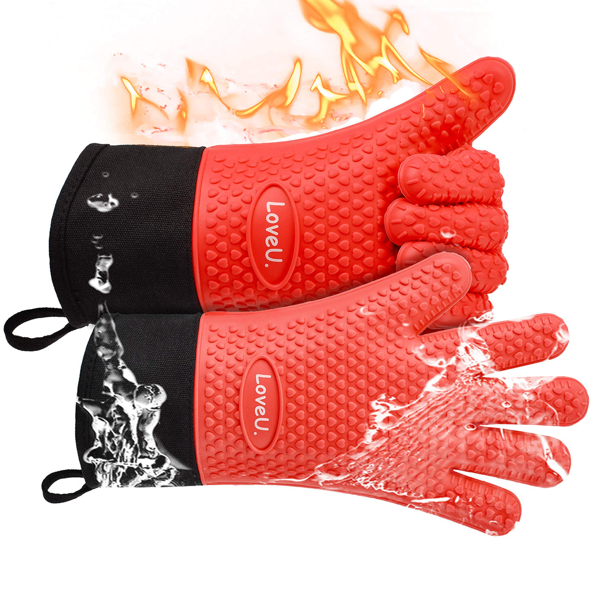Silicone Oven Mitts Gloves (2 Count)