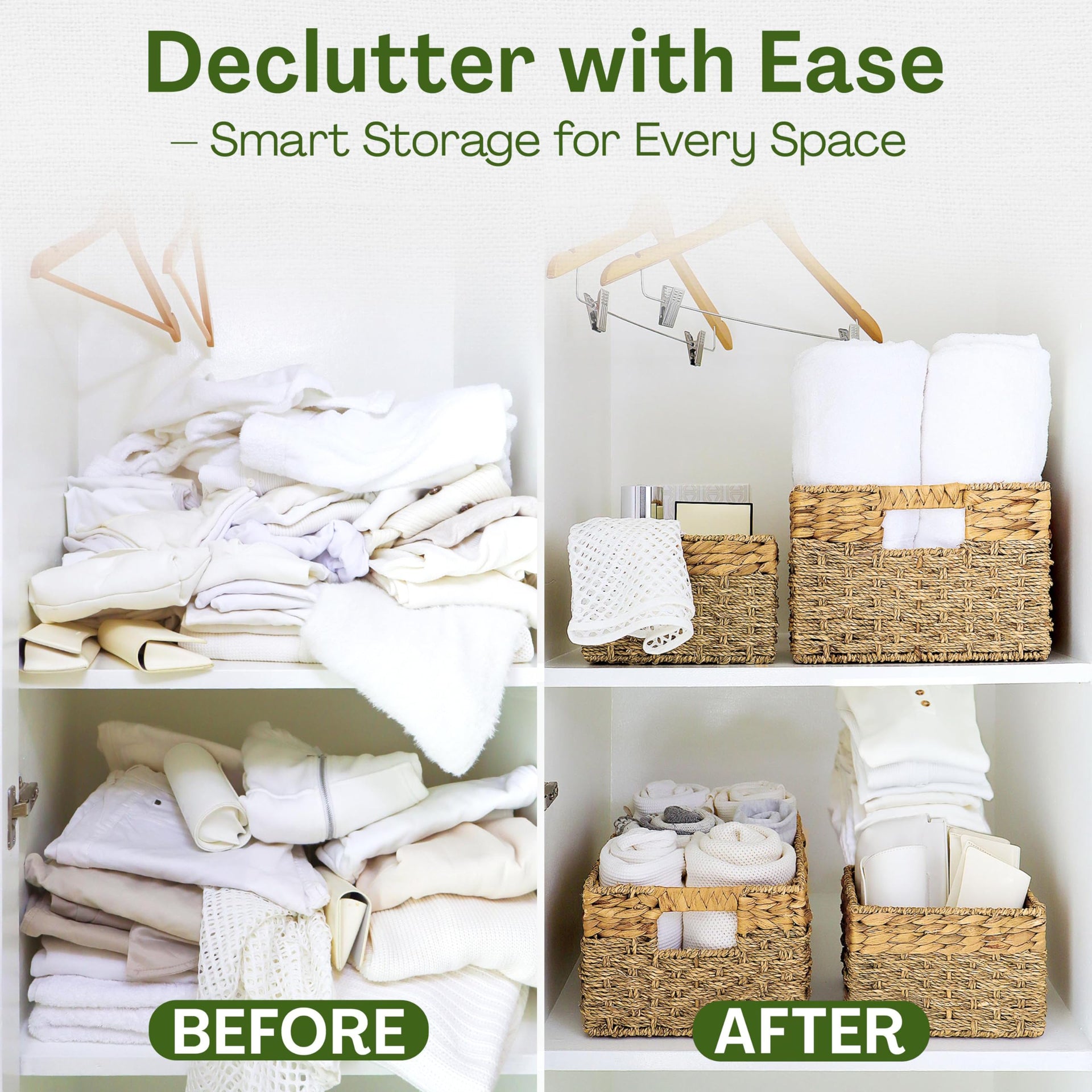 Wicker Storage Basket for Shelves (4 Count)