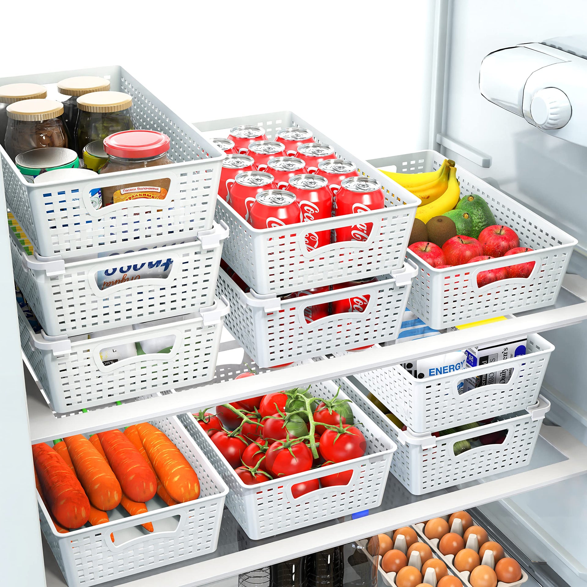 Stackable Plastic Woven Basket Organizer (28 Count)