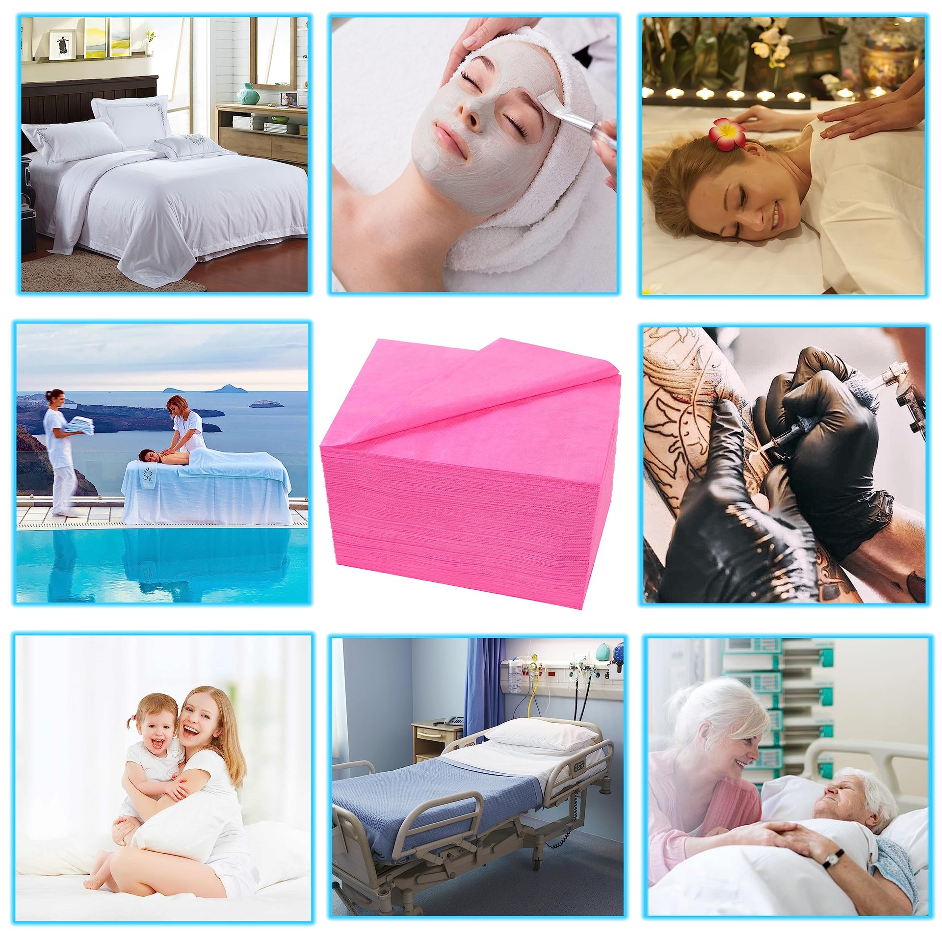 Disposable Bed Sheets 200 Pcs 31" x 71" Massage Table Sheets Non Woven Fabric SPA Bed Cover Breathable for Massage Beauty Tattoos (200 Count)