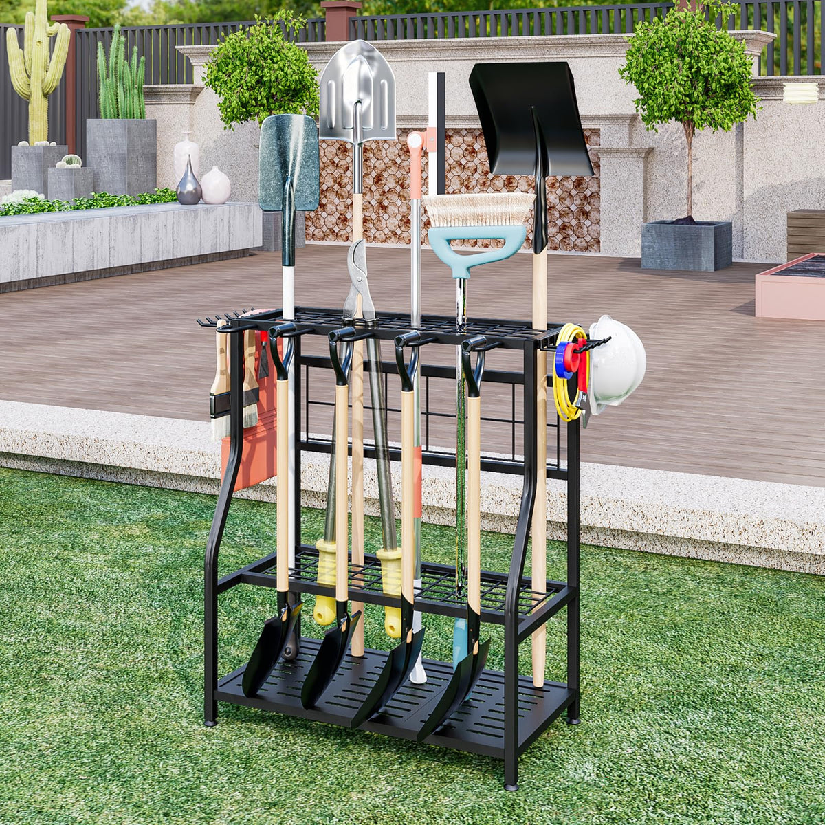 Garden Tool Organizer Yard Tool Tower Rack Shed Organization