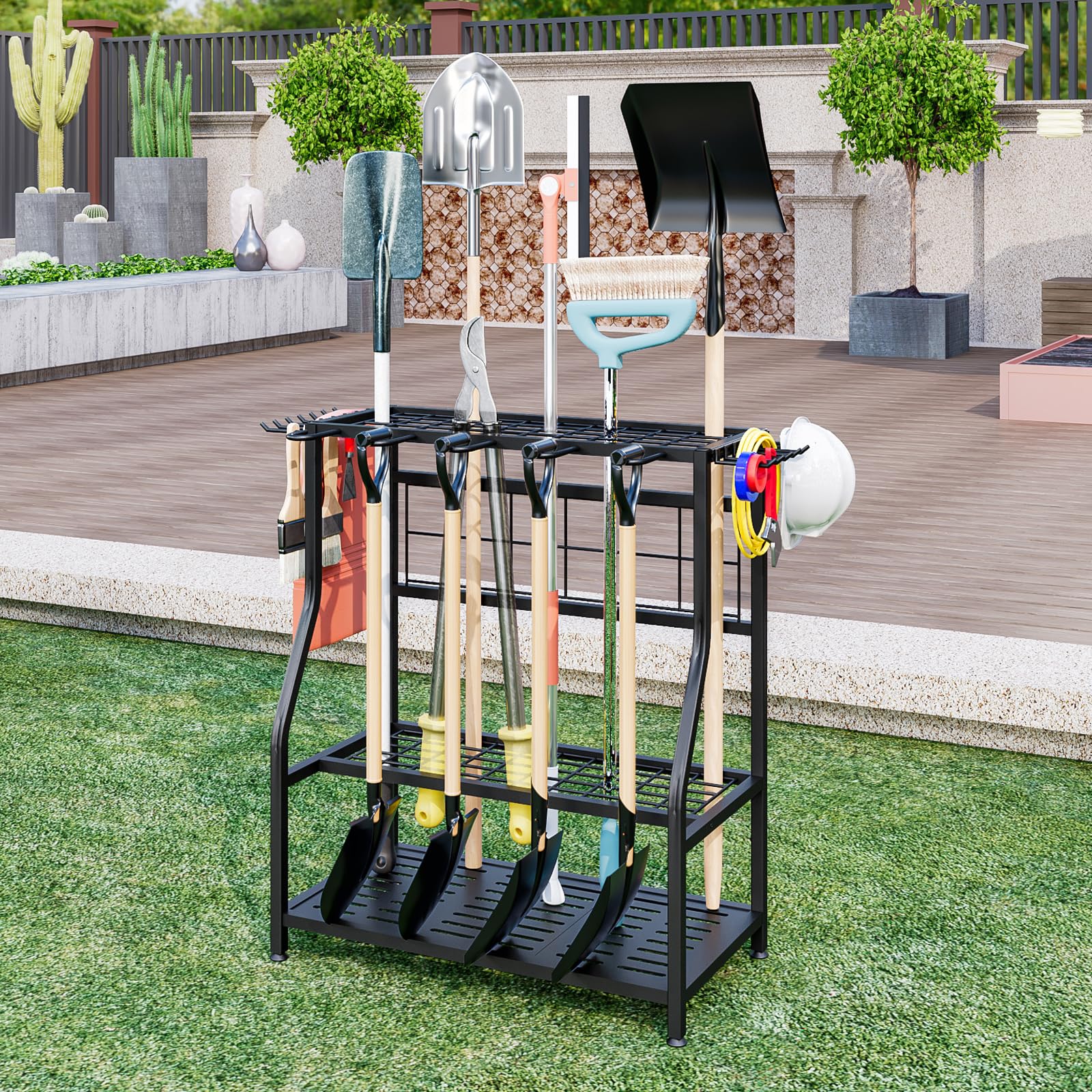 Garden Tool Organizer Yard Tool Tower Rack Shed Organization