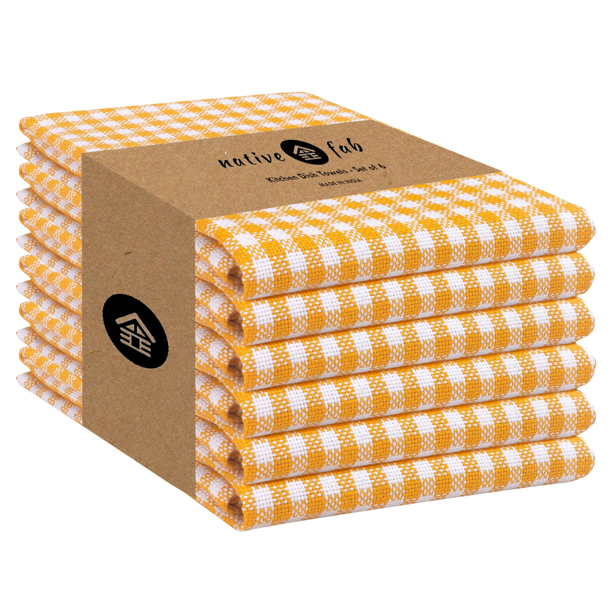 6 Pack Gingham Mini Check Kitchen Hand Towels Set (6 Count)
