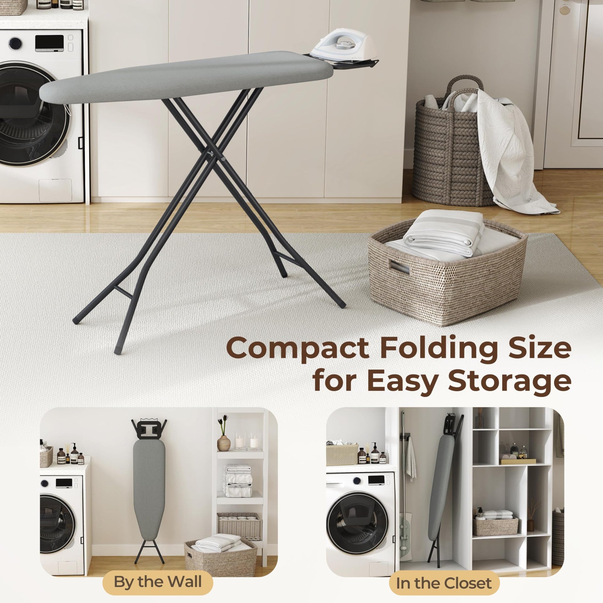 Ironing Board 43"x14" with Heavy Duty Iron Rest