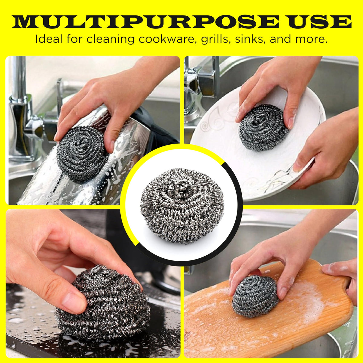 Steel Wool Scrubber Scourer Cleaning (6 Count)