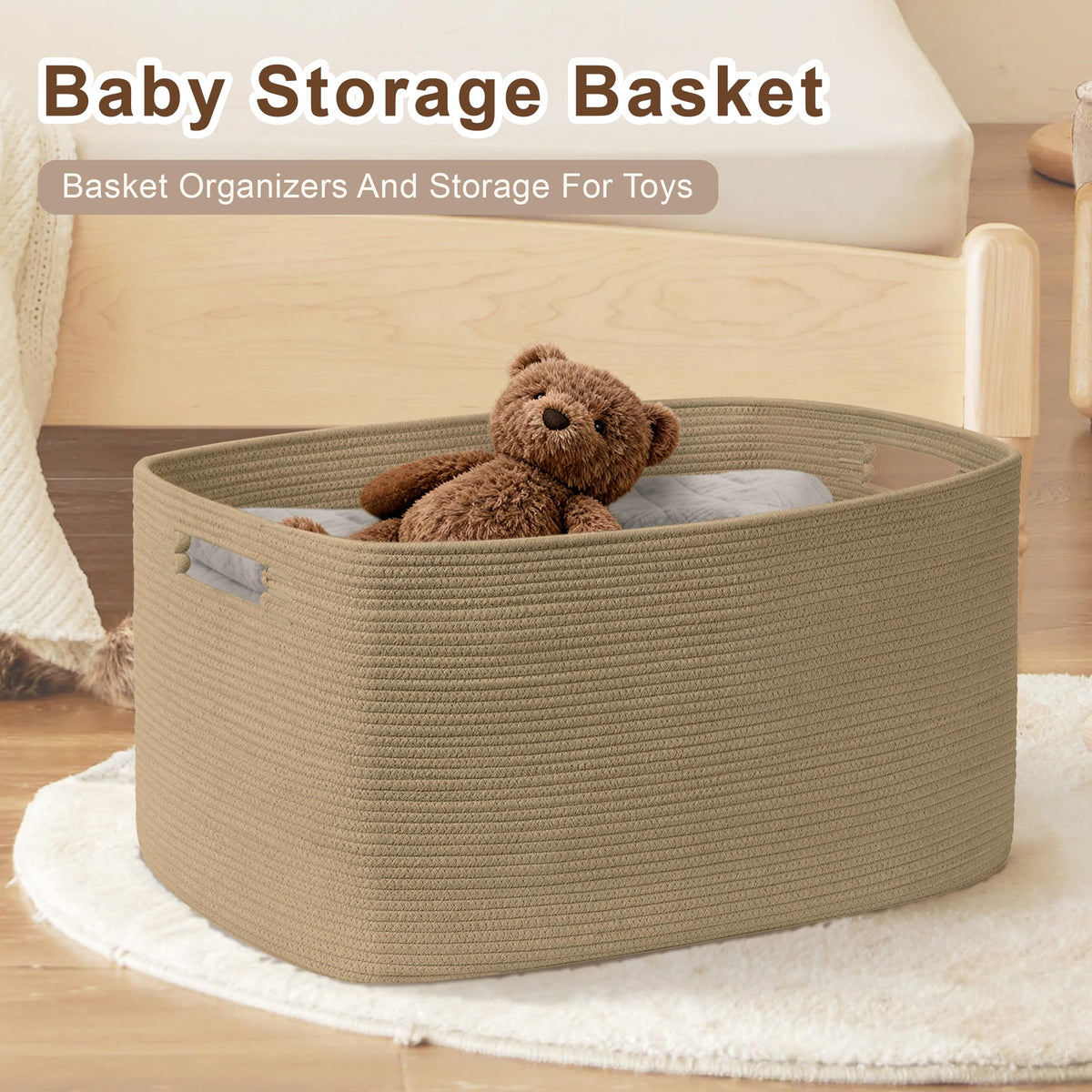 86L Large Woven Laundry Basket Hamper with Handles