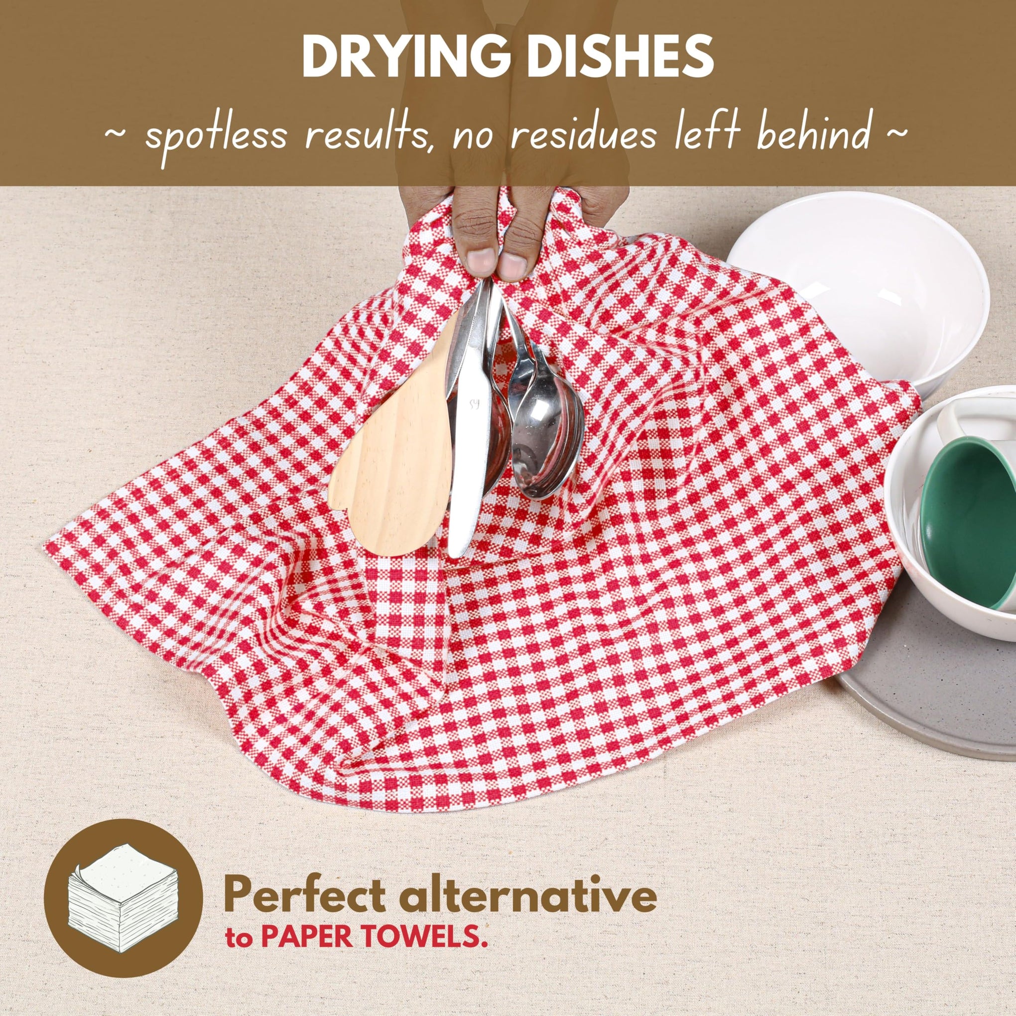 12 Pack Gingham Check Kitchen Towels 16"x26"