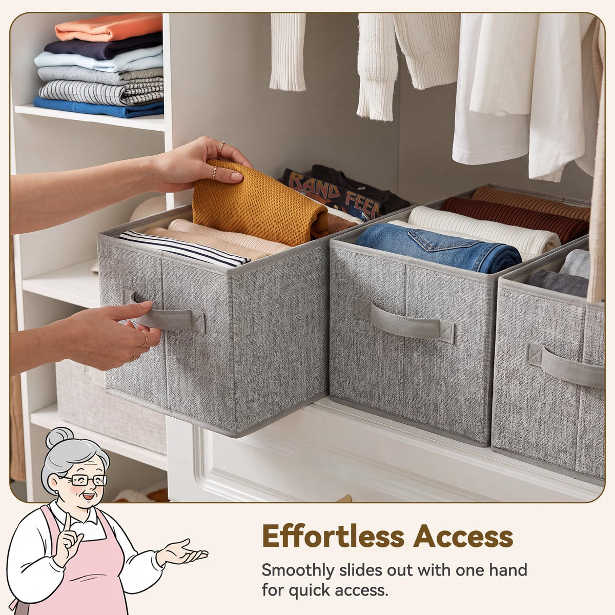 Closet Storage Bins with Handles (3 Count)