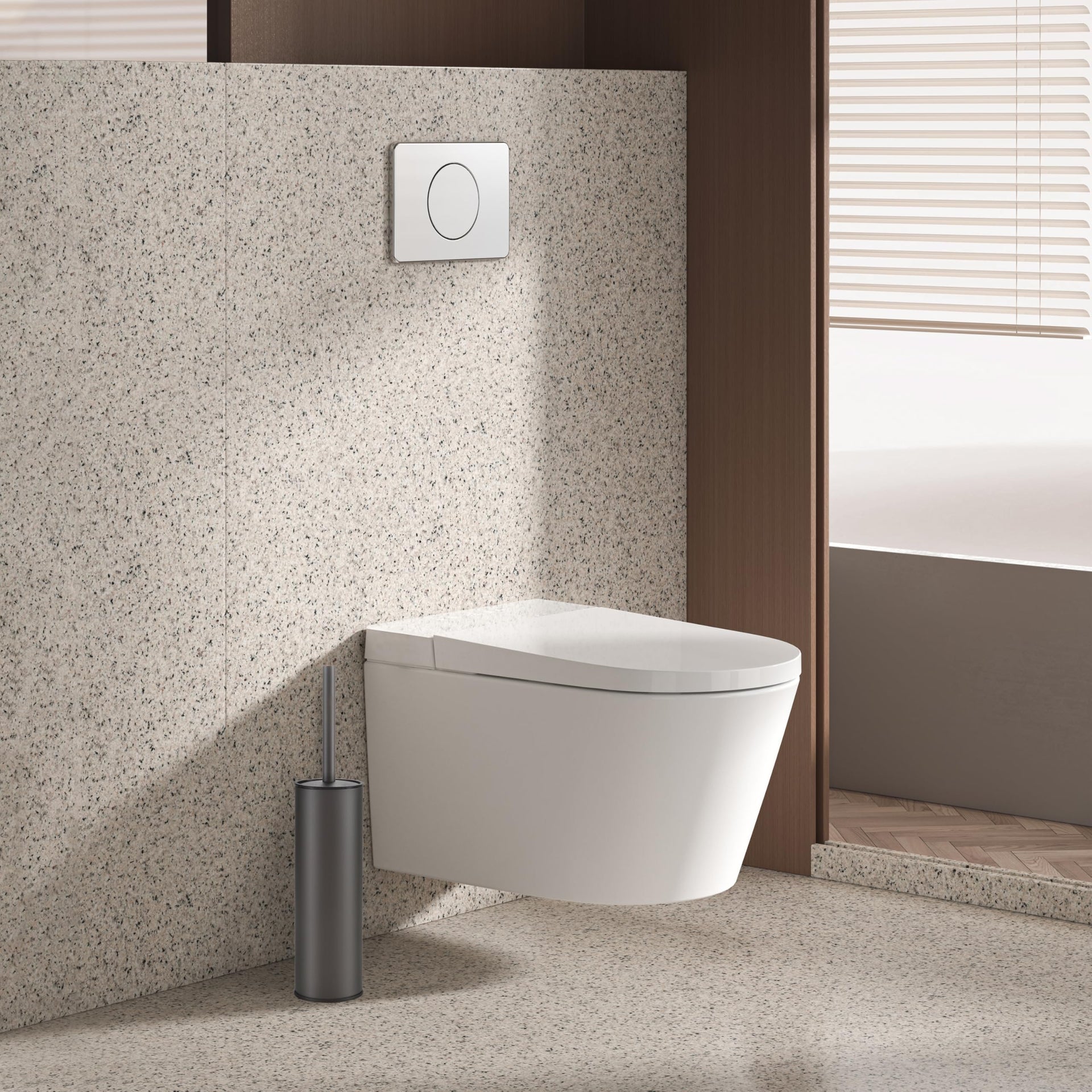 Gunmetal Grey Toilet Brush and Holder
