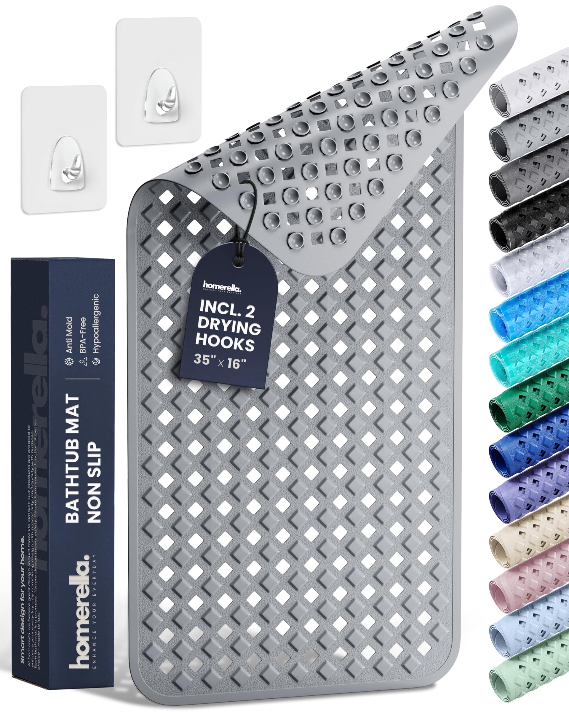 Bathtub Mat Non Slip 35x16 Shower Mat Non Slip Anti Mold BPA Free