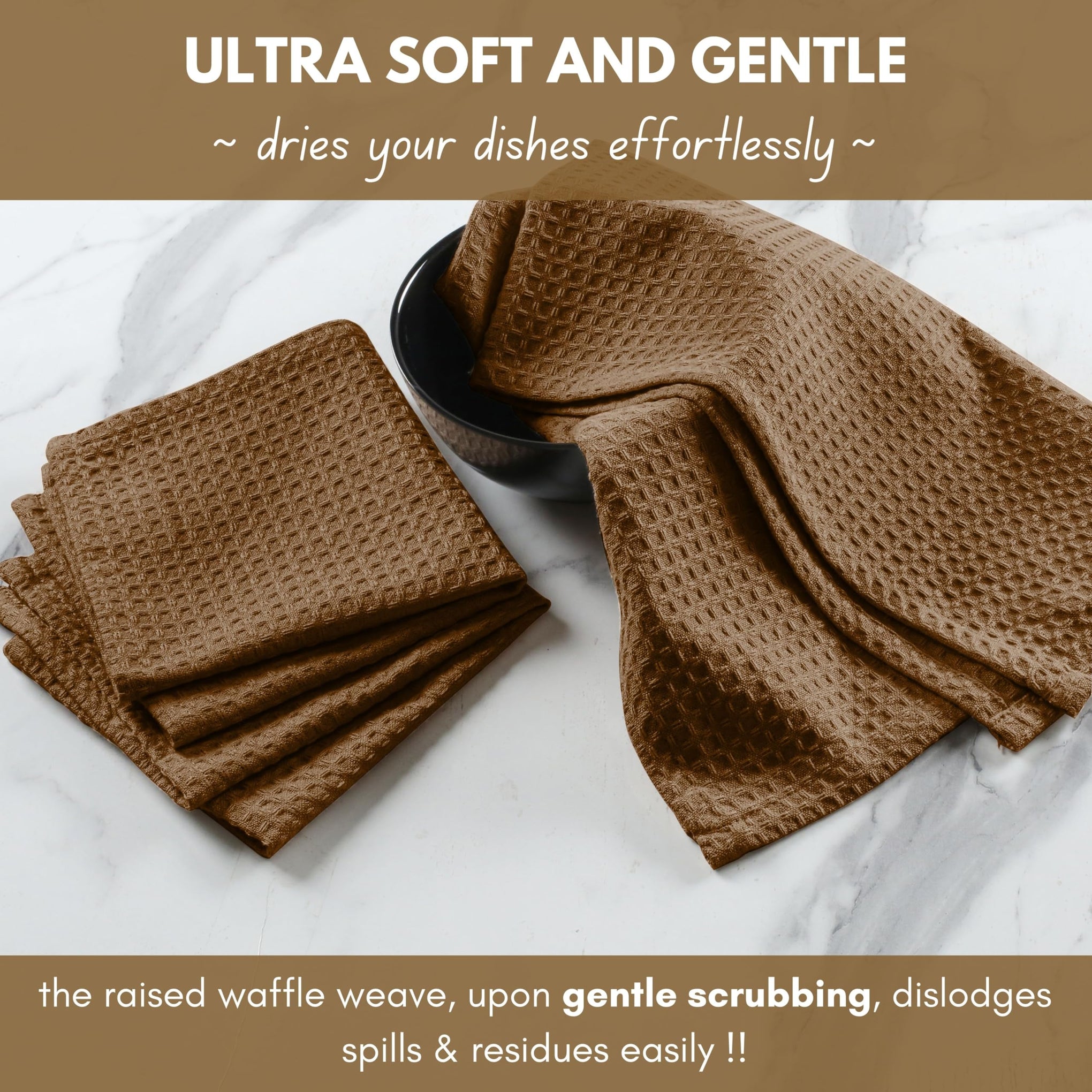Waffle Weave Dish Towels 12 Pack 100% Cotton (12 Count)