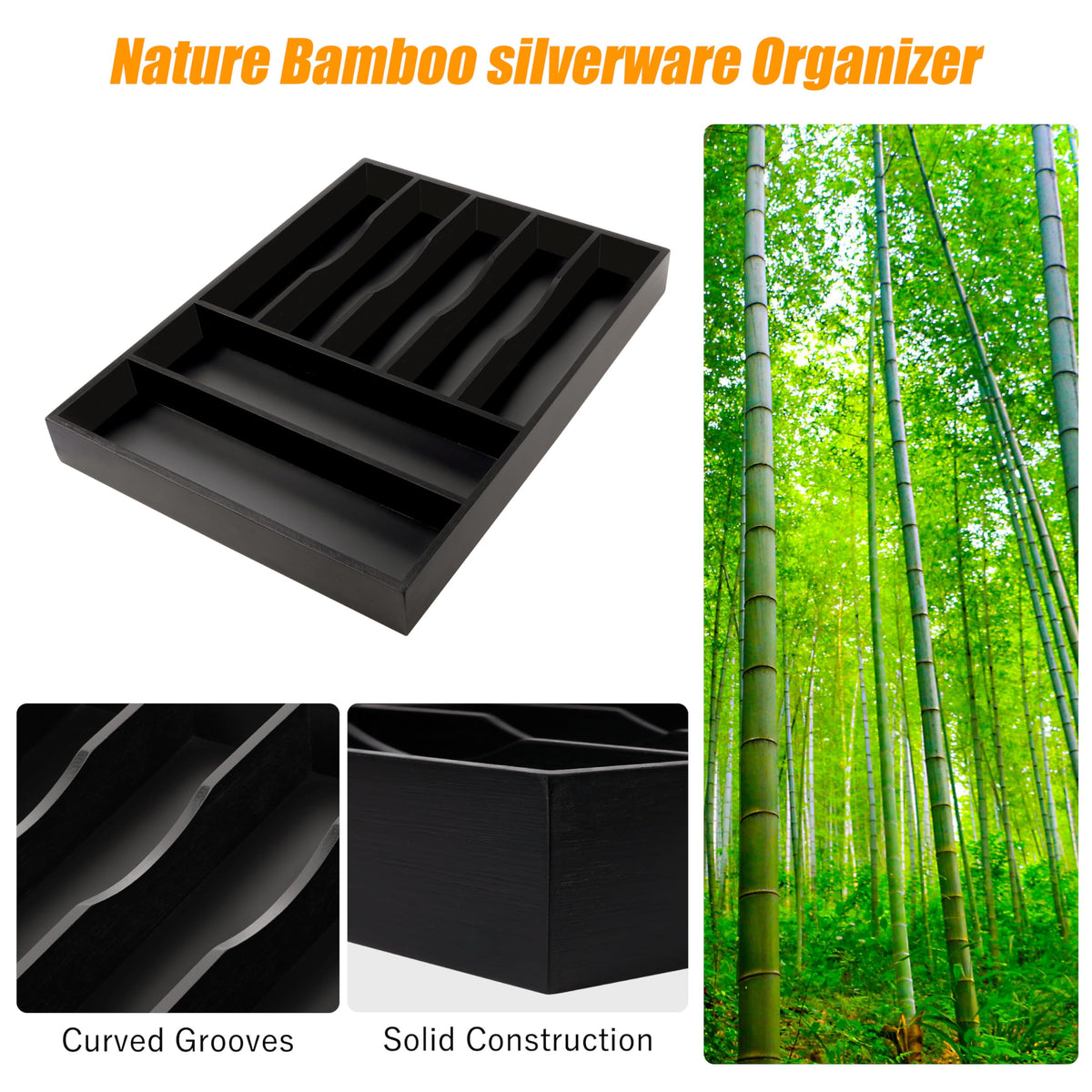 Bamboo Silverware Drawer Organizer