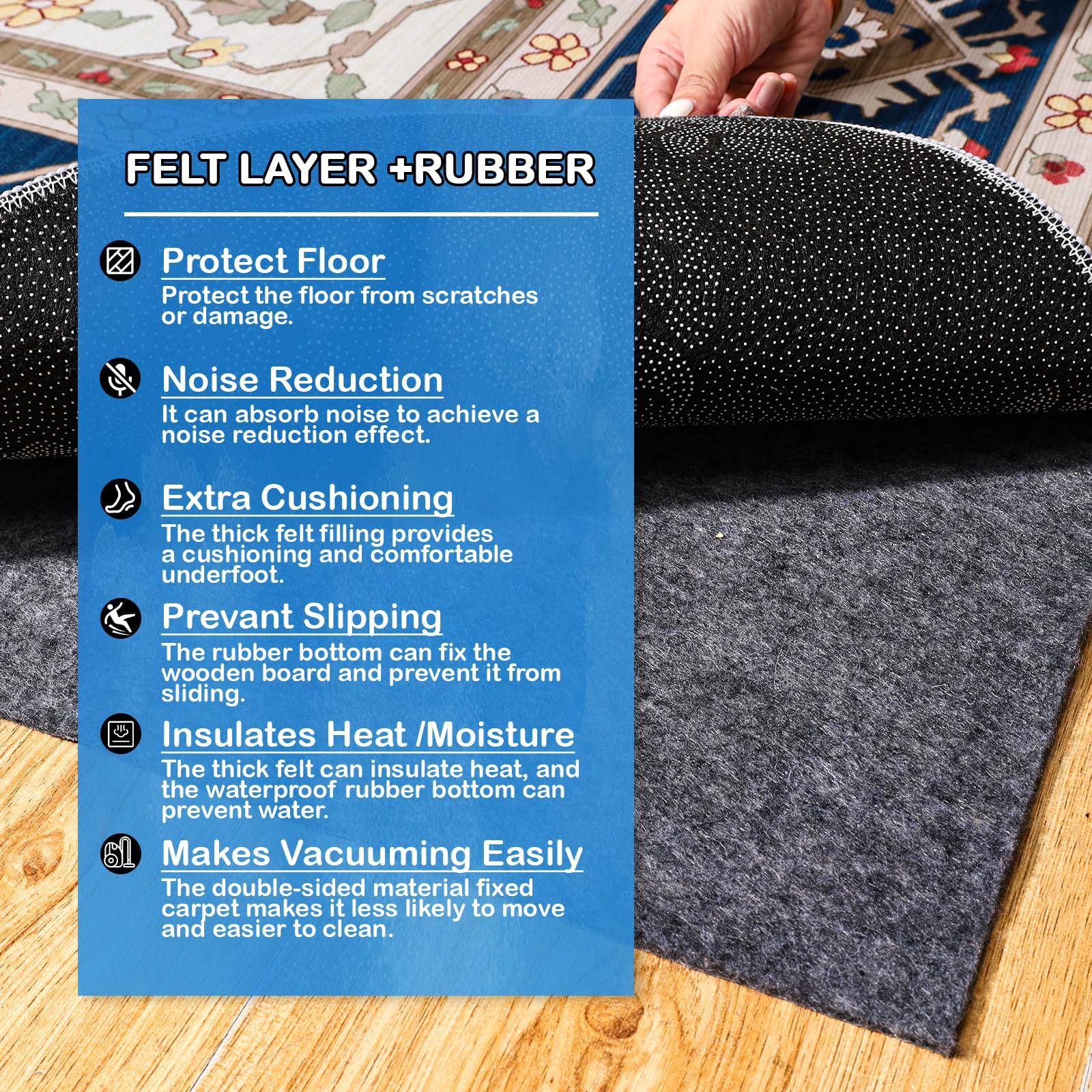 Non Slip Rug Pads 7 x 10ft (70 Sq Ft)