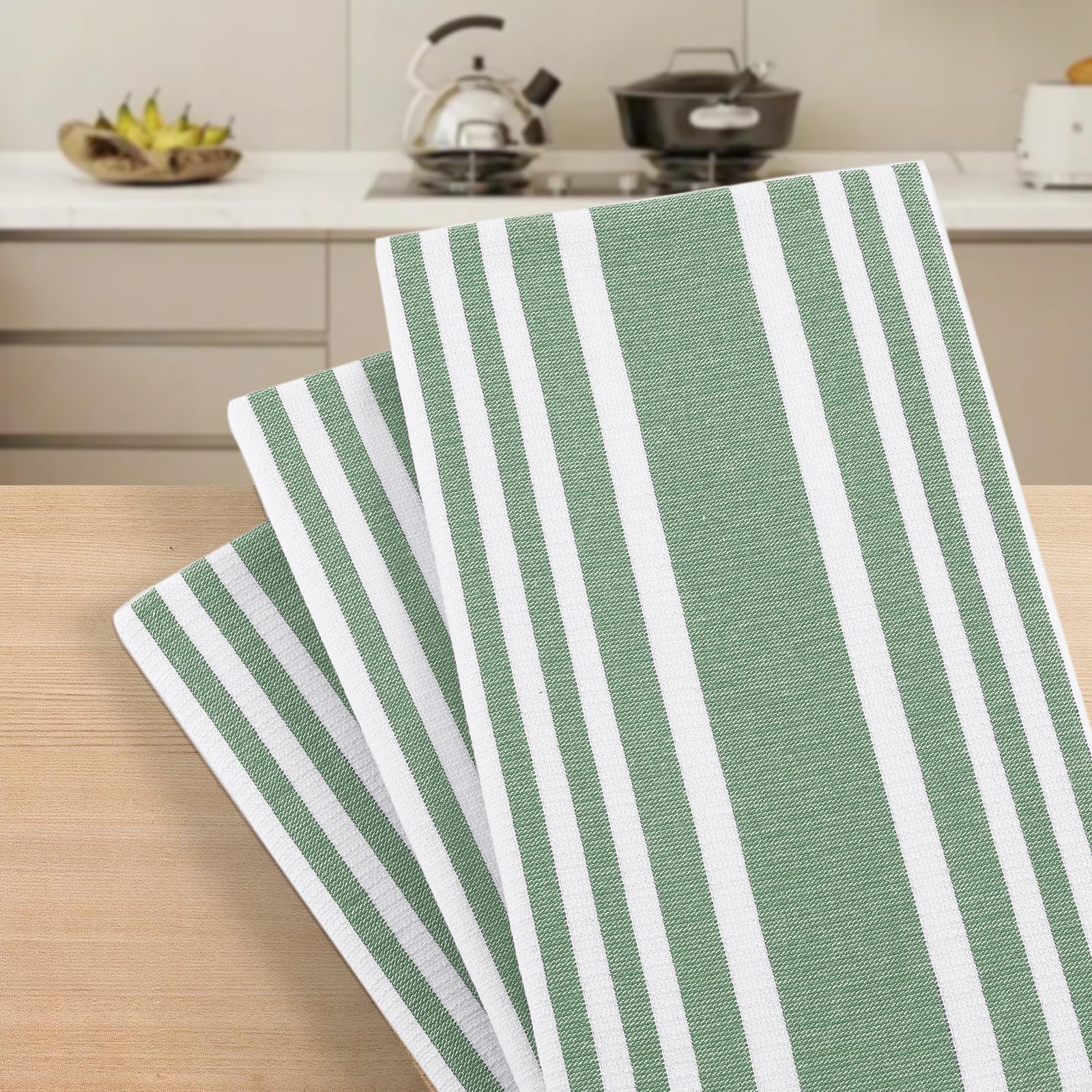 Premium Cotton Stripe Kitchen Towels 3 Pack (3 Count)