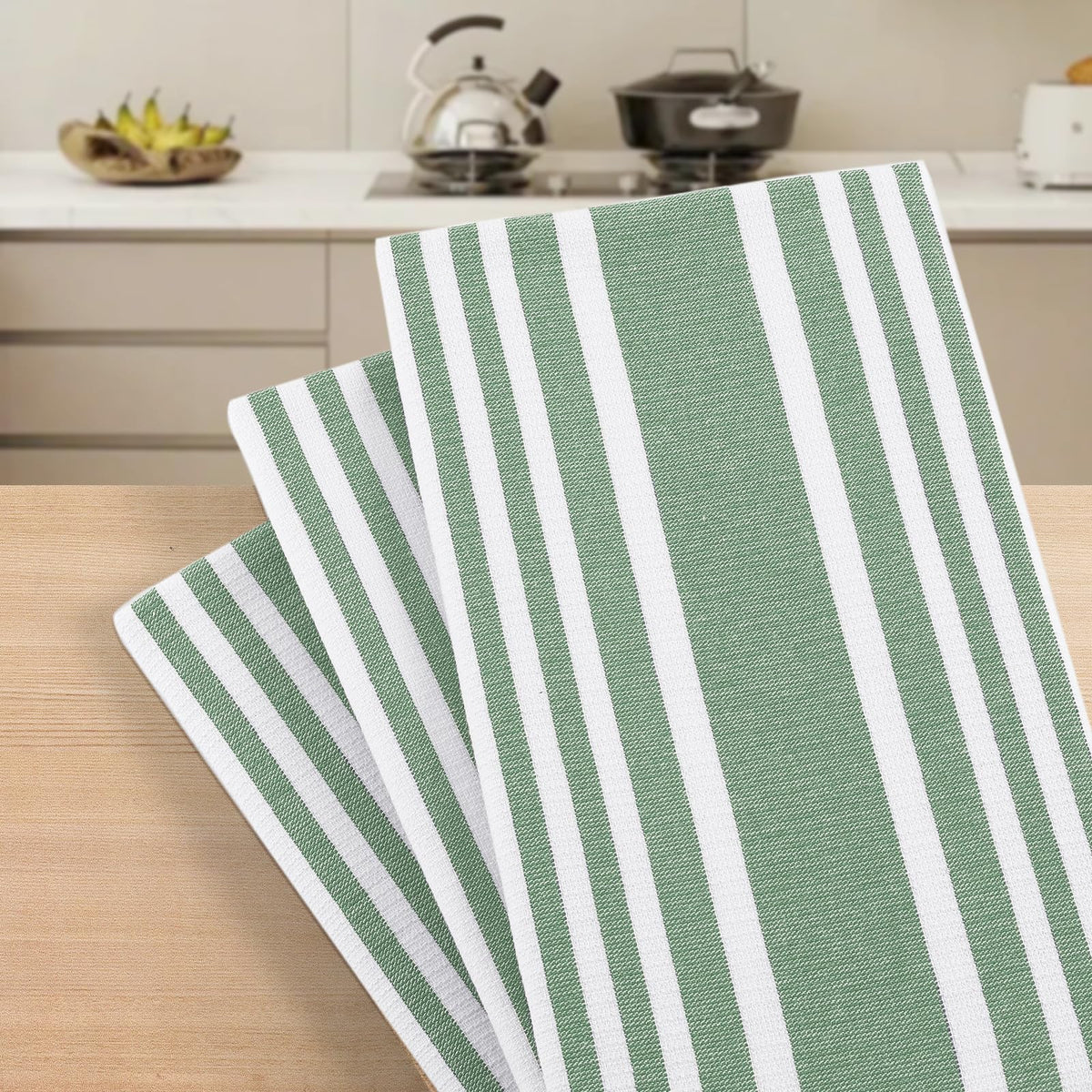 Premium Cotton Stripe Kitchen Towels 6 Pack (6 Count)