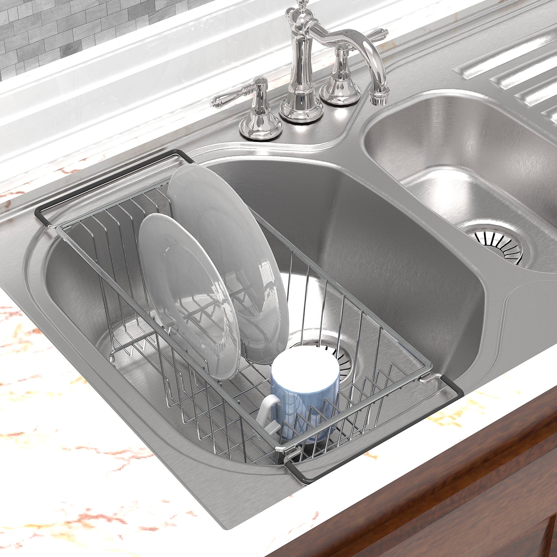 Stainless Over Sink Counter Top Dish Drainer Drying Rack