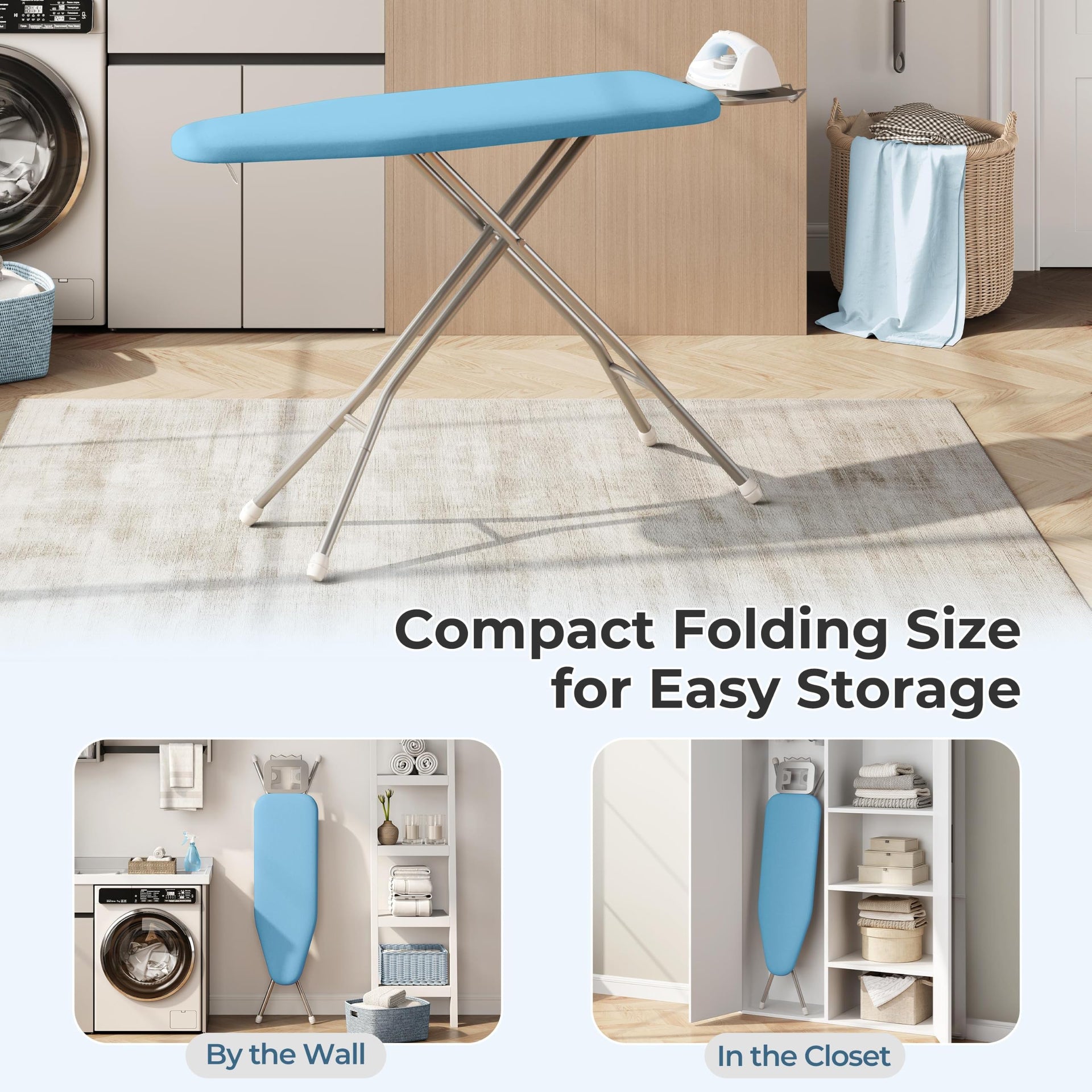Ironing Board 43"x14" with Heavy Duty Iron Rest