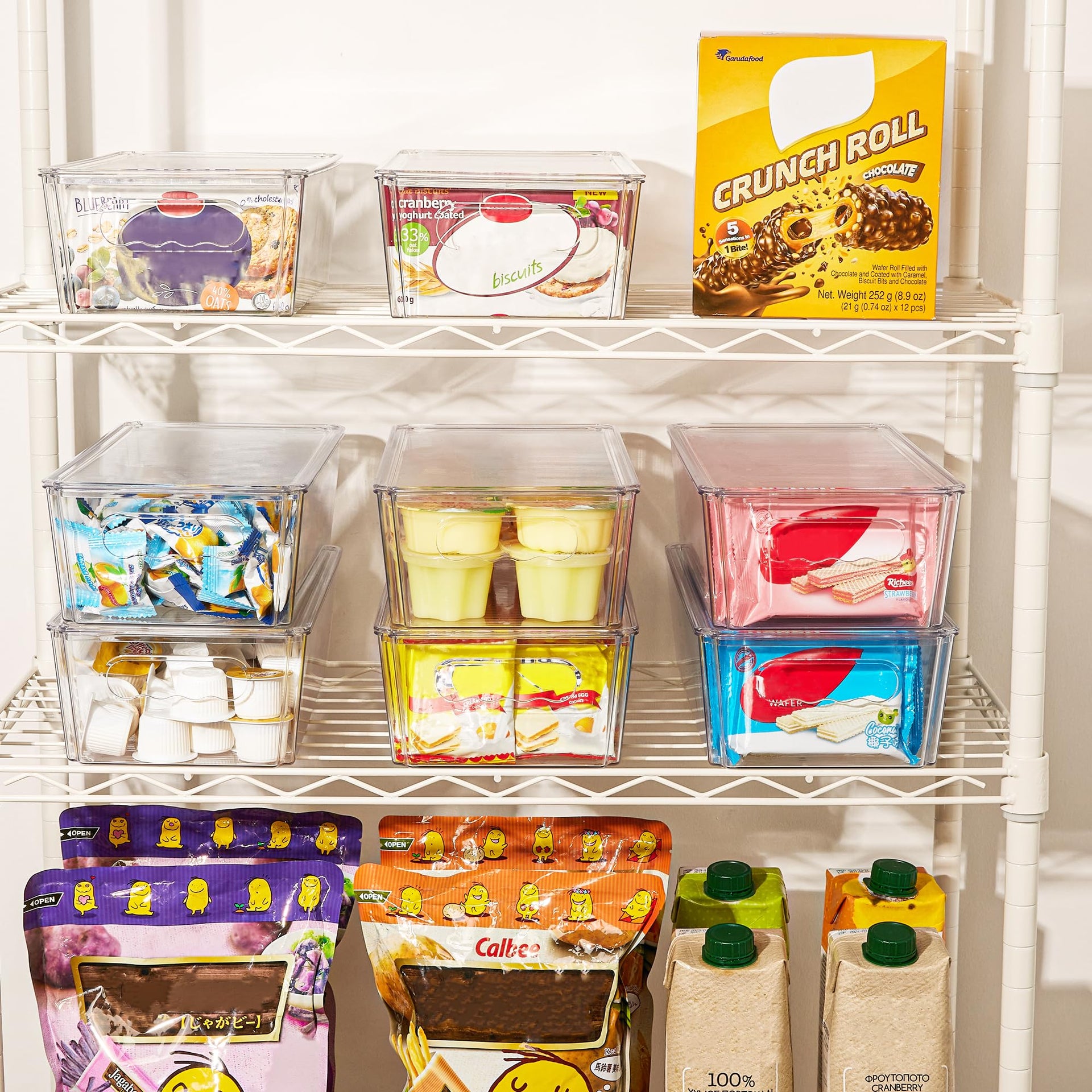 4pcs Clear Stackable Storage Bins with Lids (4 Count)
