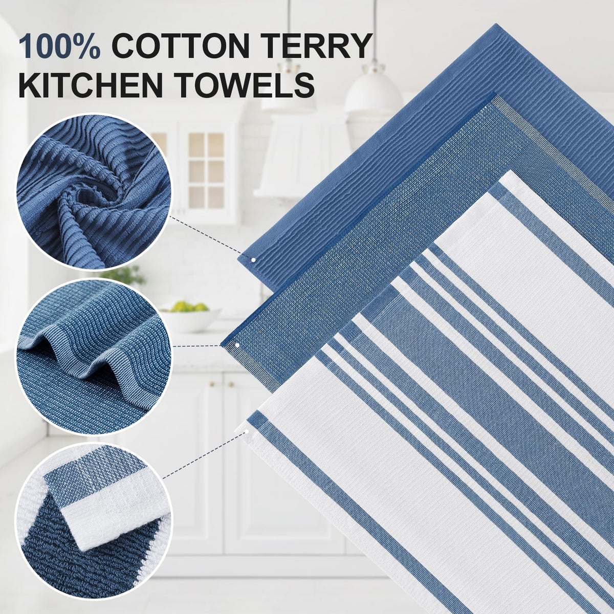 Cotton 380 GSM Premium Kitchen Towels (6 Count)