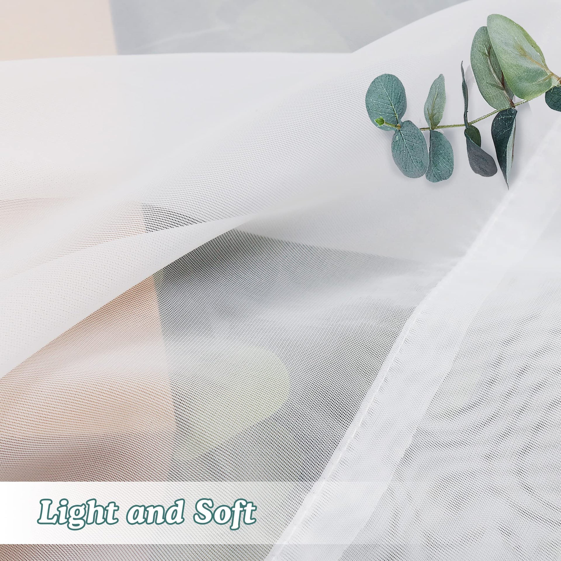 Sheer White Curtains 24 Inch Length Set