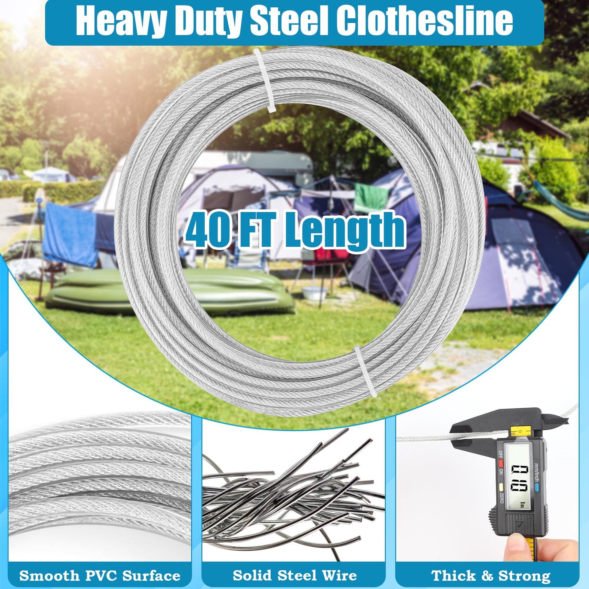 20FT 40FT Retractable Travel Clothesline (40 Foot)