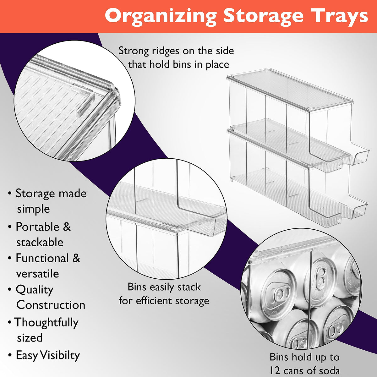 Soda Can Organizer Dispenser for Refrigerator (2 Count)