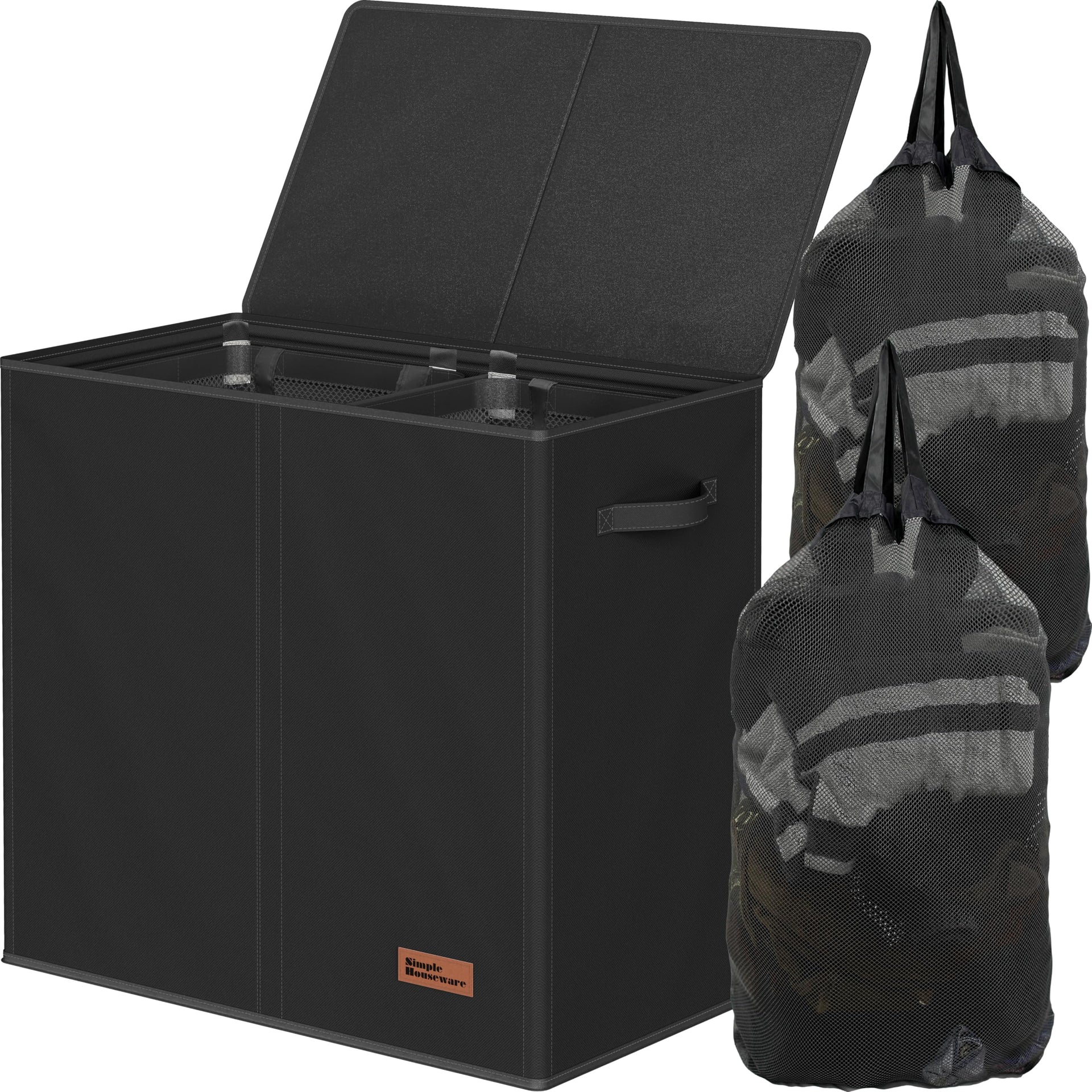 Double Laundry Hamper with Lid & Removable Bags