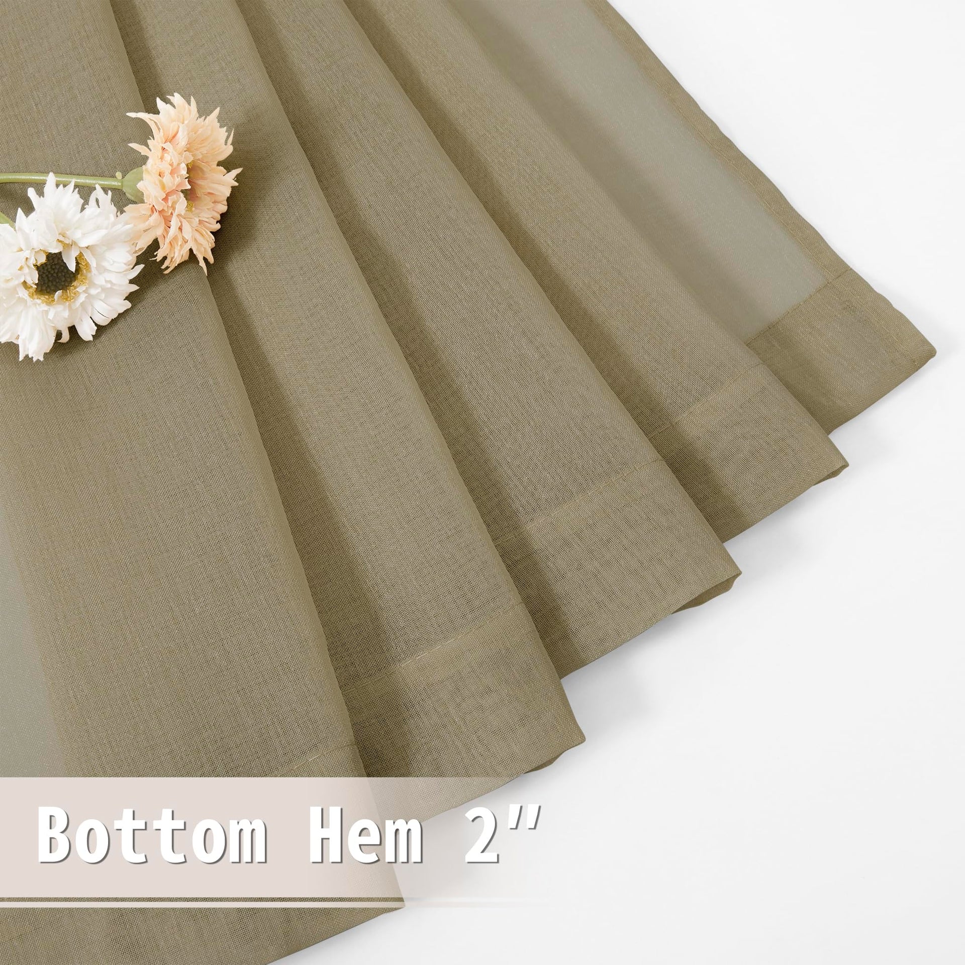Sheer Door Curtain Closet Linen Textured Curtain Sheers Doorway Light Filtering Voile French Door Rod Pocket Curtains Patio Glass Doors