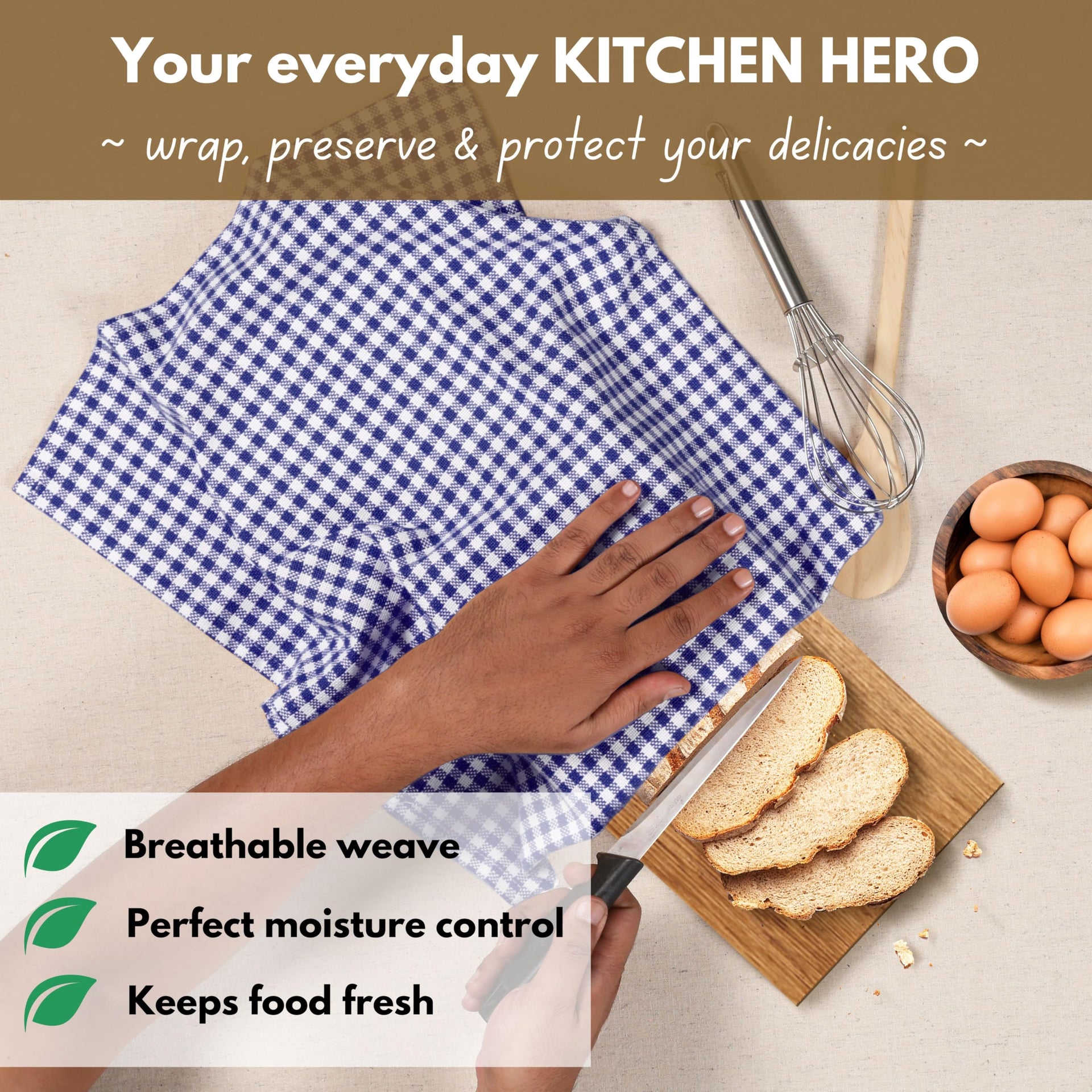 12 Pack Gingham Mini Check Kitchen Dish Towel Cotton Durable Washable 16"x26" (12 Count)