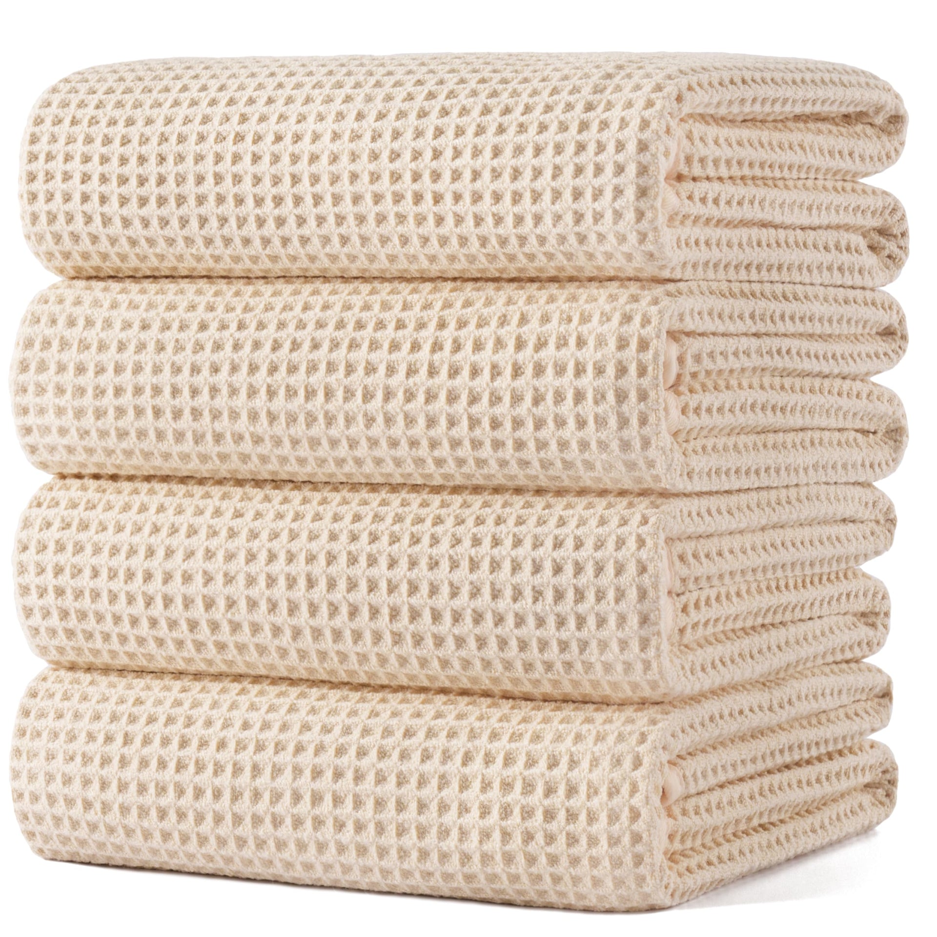 430 GSM Poly Blend Microfiber Quick Dry Waffle Bath Towel (4 Count)