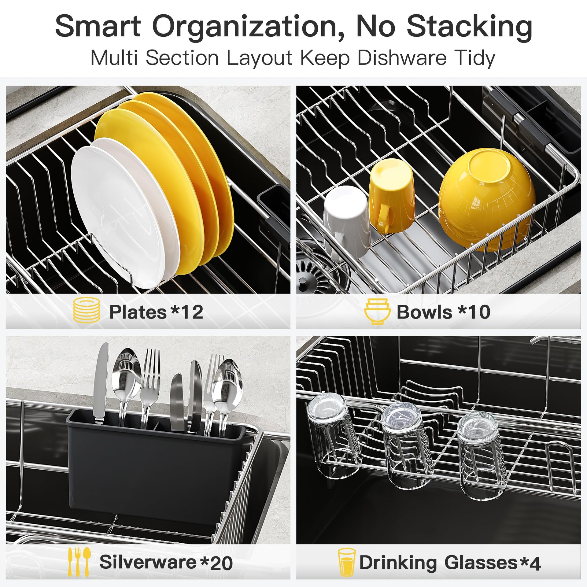 in Sink Dish Drying Rack with Drainboard and Utensil Holder